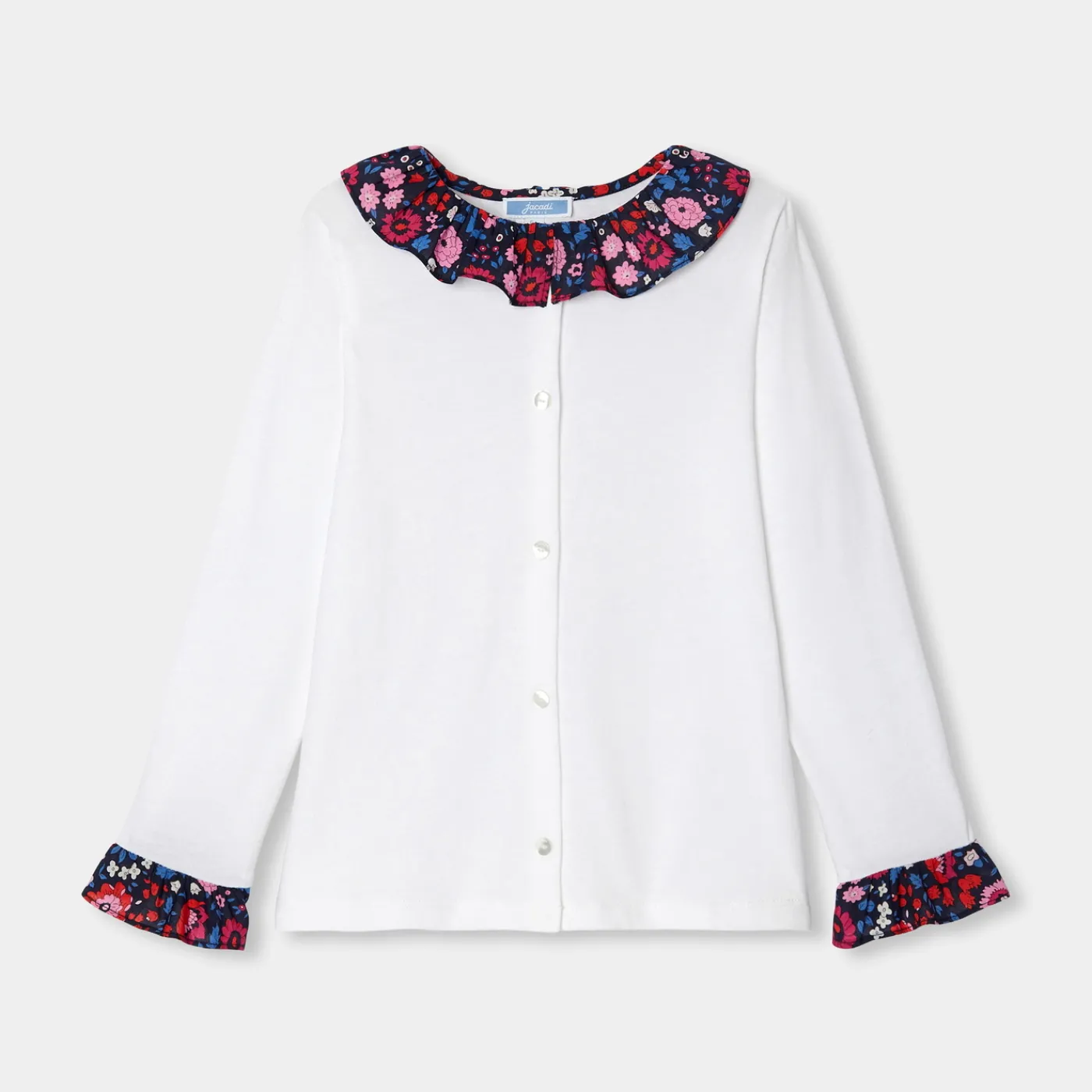Blouses And Shirts-Jacadi Girl long-sleeved blouse Jacadi White