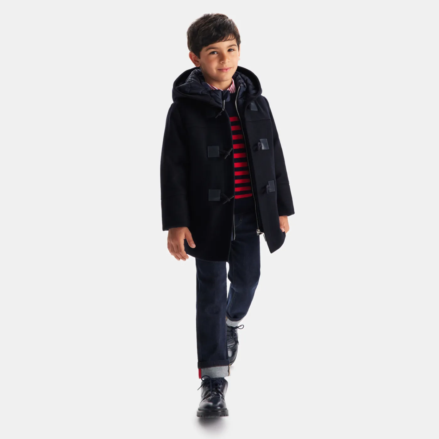 Coats And Outerwear|Boy Coats & Puffer Jackets-Jacadi Boy duffle coat Jacadi Navy