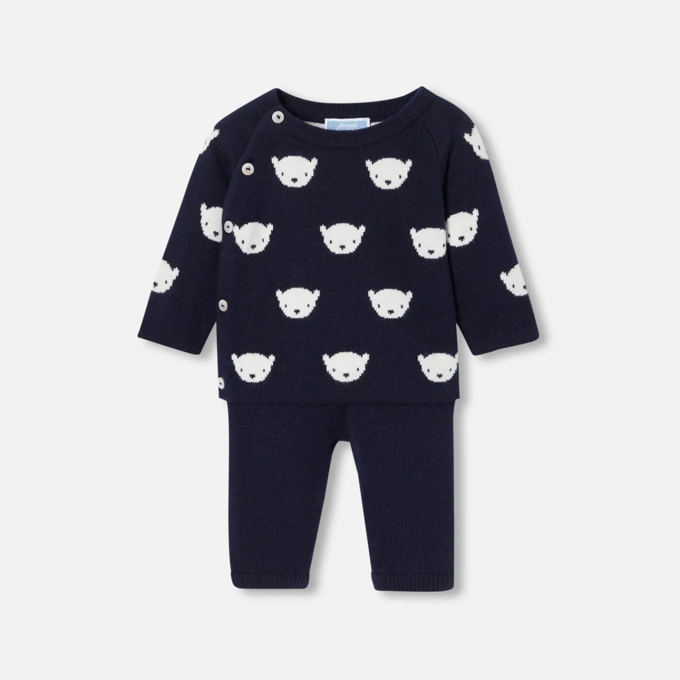 Bloomers, Overalls And Sets-Jacadi Baby jersey knit set Navy/Cream