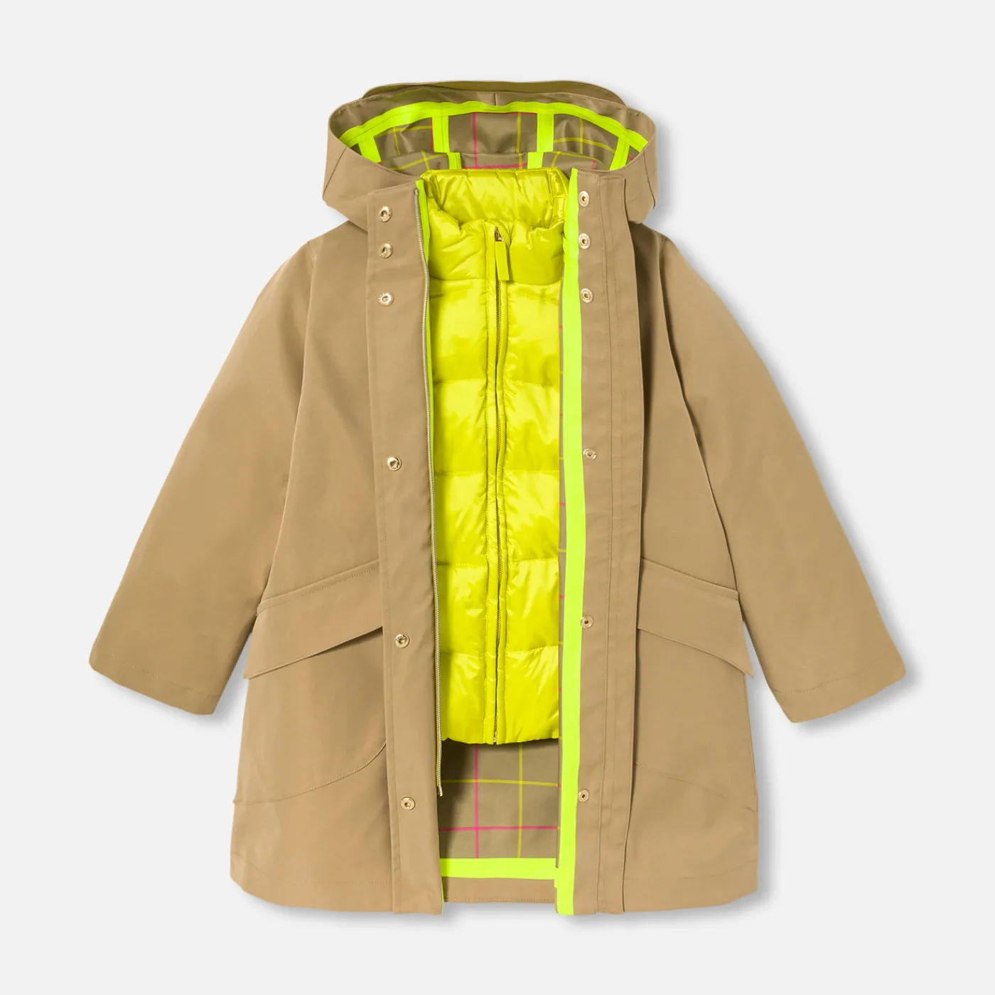 Coats And Outerwear|Girl Coats & Puffer Jackets-Jacadi Girl 3-in-1 parka Sand