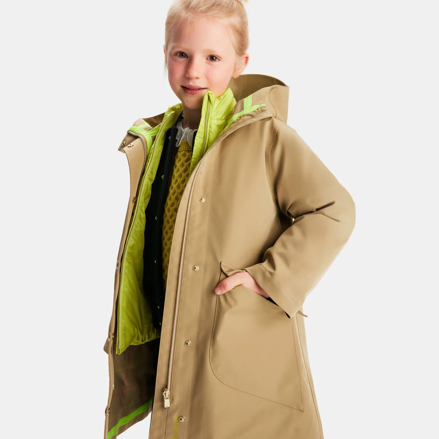 Coats And Outerwear|Girl Coats & Puffer Jackets-Jacadi Girl 3-in-1 parka Sand