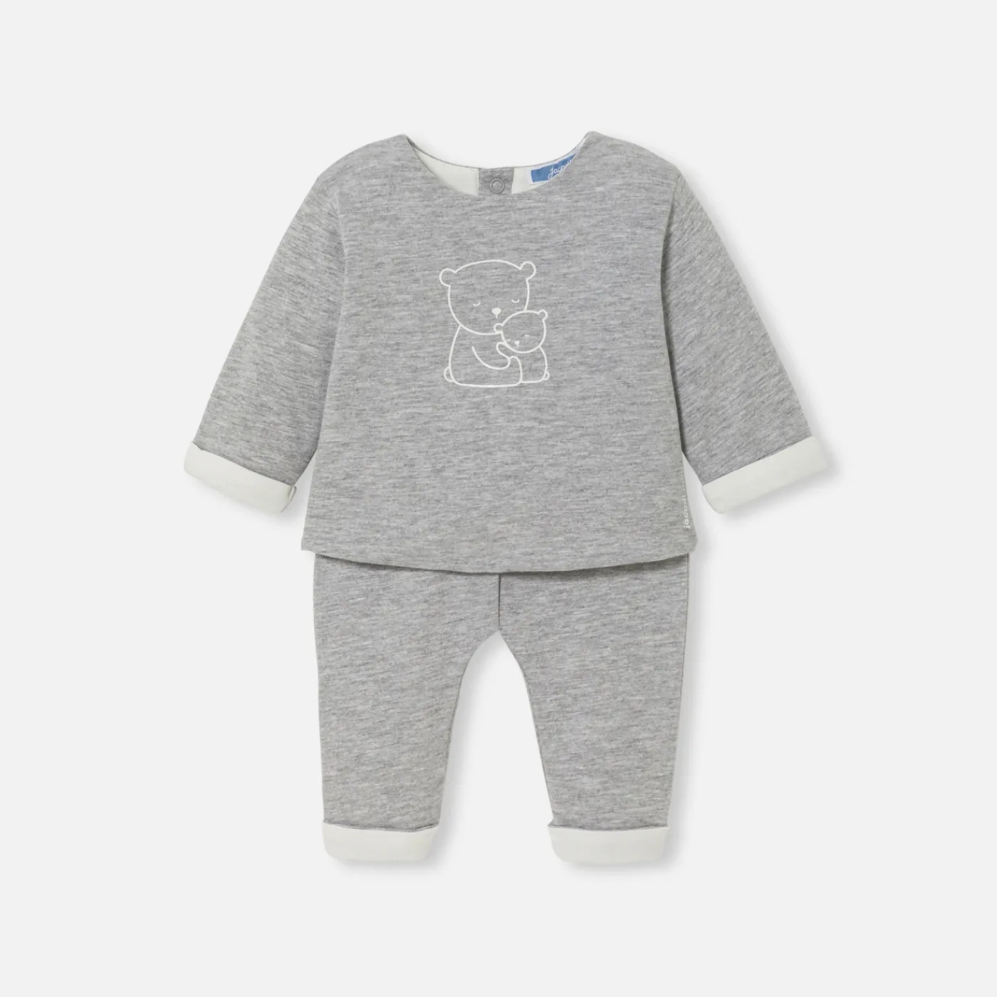 Bloomers, Overalls And Sets-Jacadi Baby comfort set in jersey Jacadi light Heather Grey