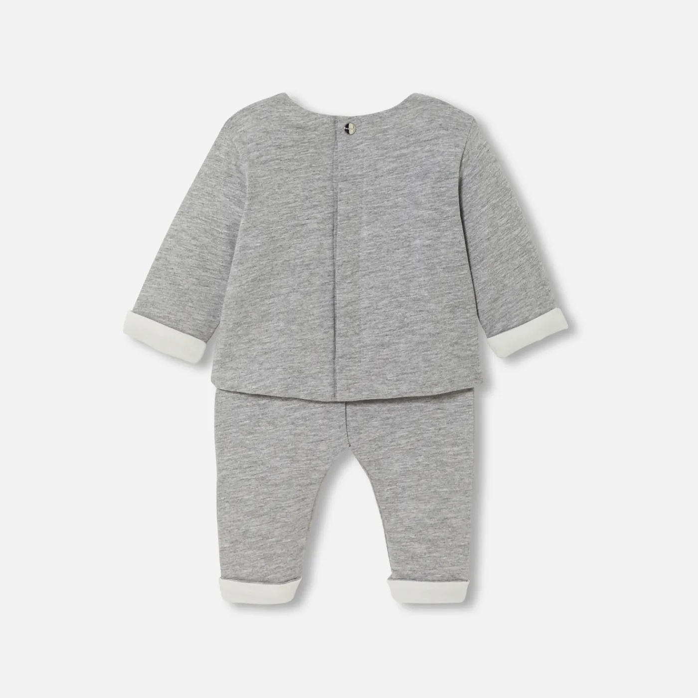Bloomers, Overalls And Sets-Jacadi Baby comfort set in jersey Jacadi light Heather Grey