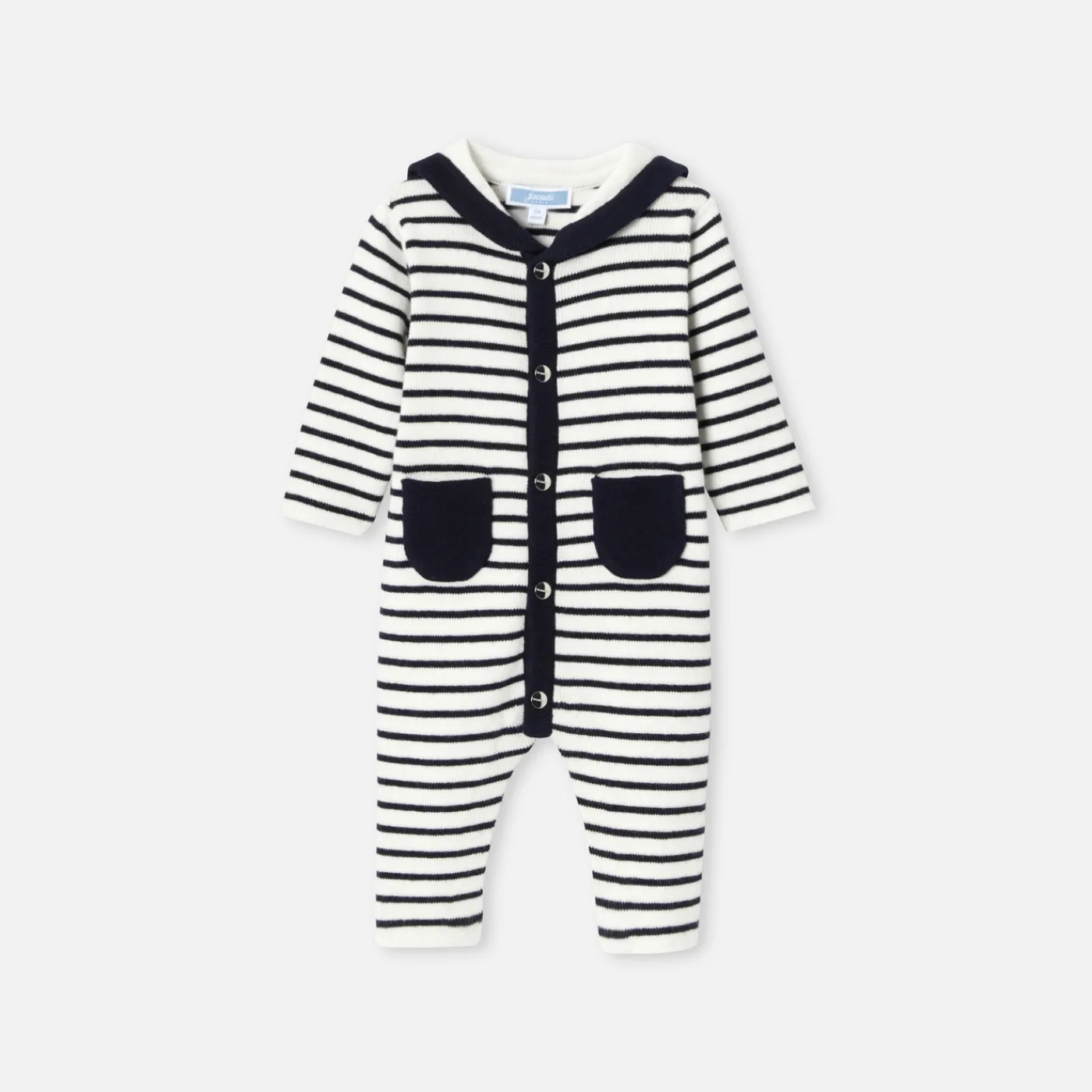 Bloomers, Overalls And Sets-Jacadi Baby boy knitted jumpsuit Navy/White