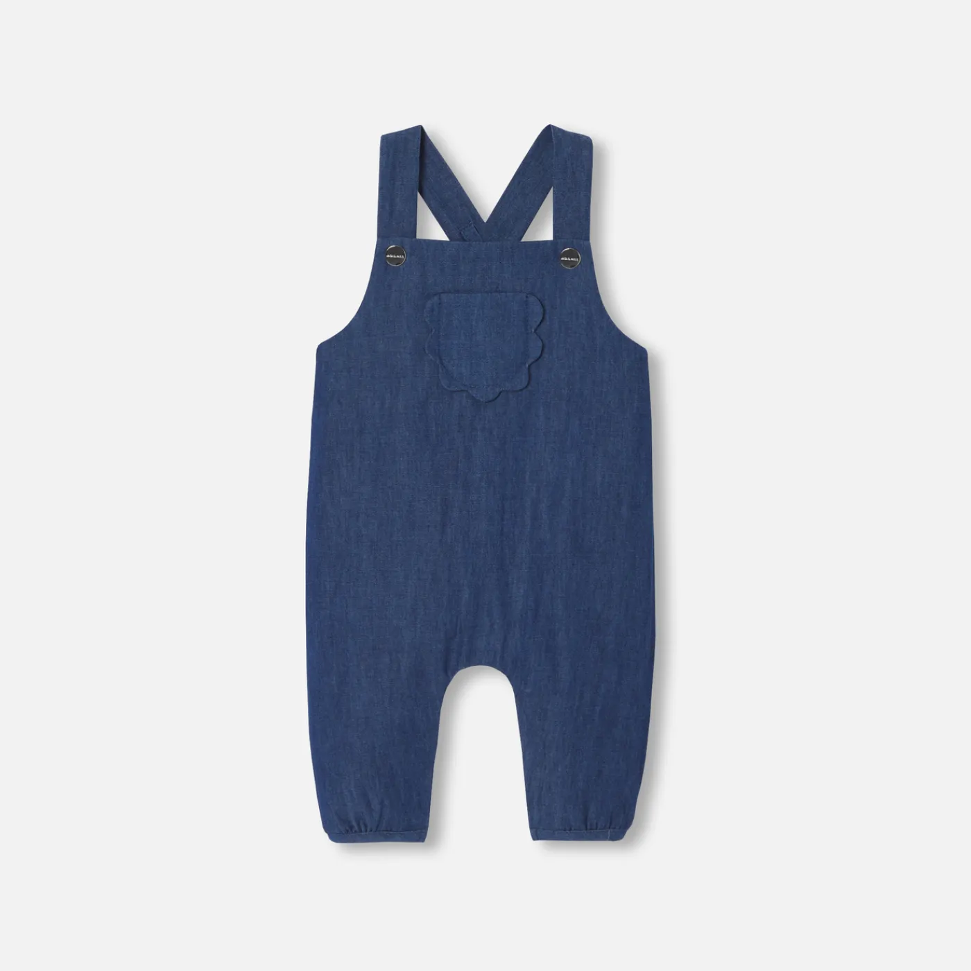 Bloomers, Overalls And Sets-Jacadi Baby girl overalls in soft denim Dark Denim