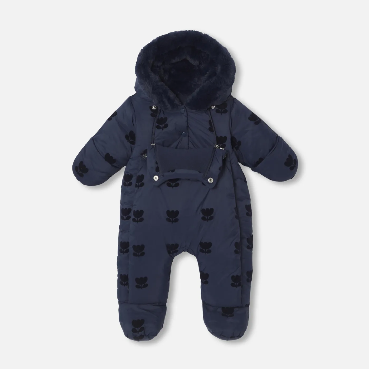 Coats And Outerwear|Baby Snowsuits & Burnous-Jacadi Baby girl nylon snowsuit Jacadi Navy