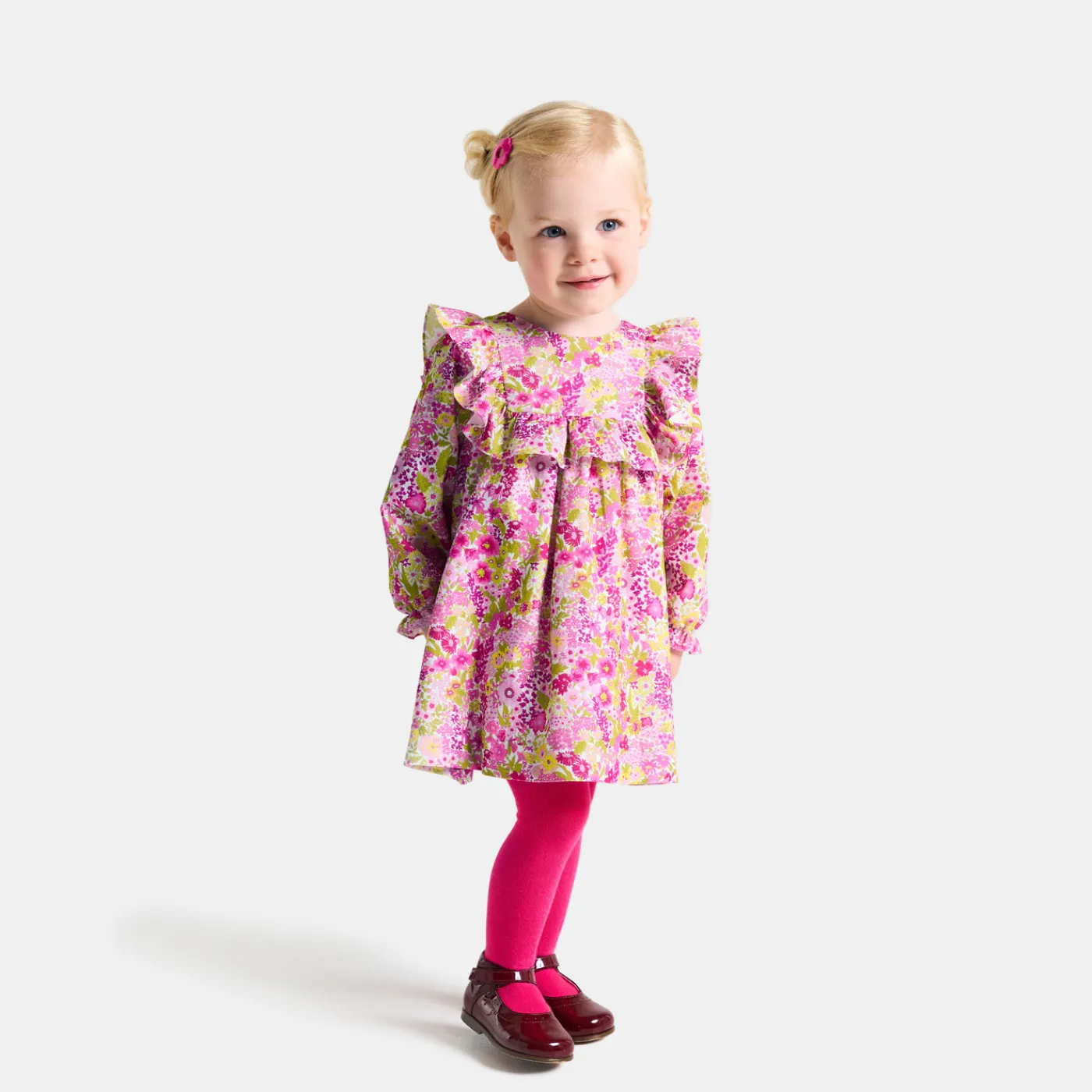 Dresses-Jacadi Baby girl dress in velvet Liberty fabric White/Multicolour