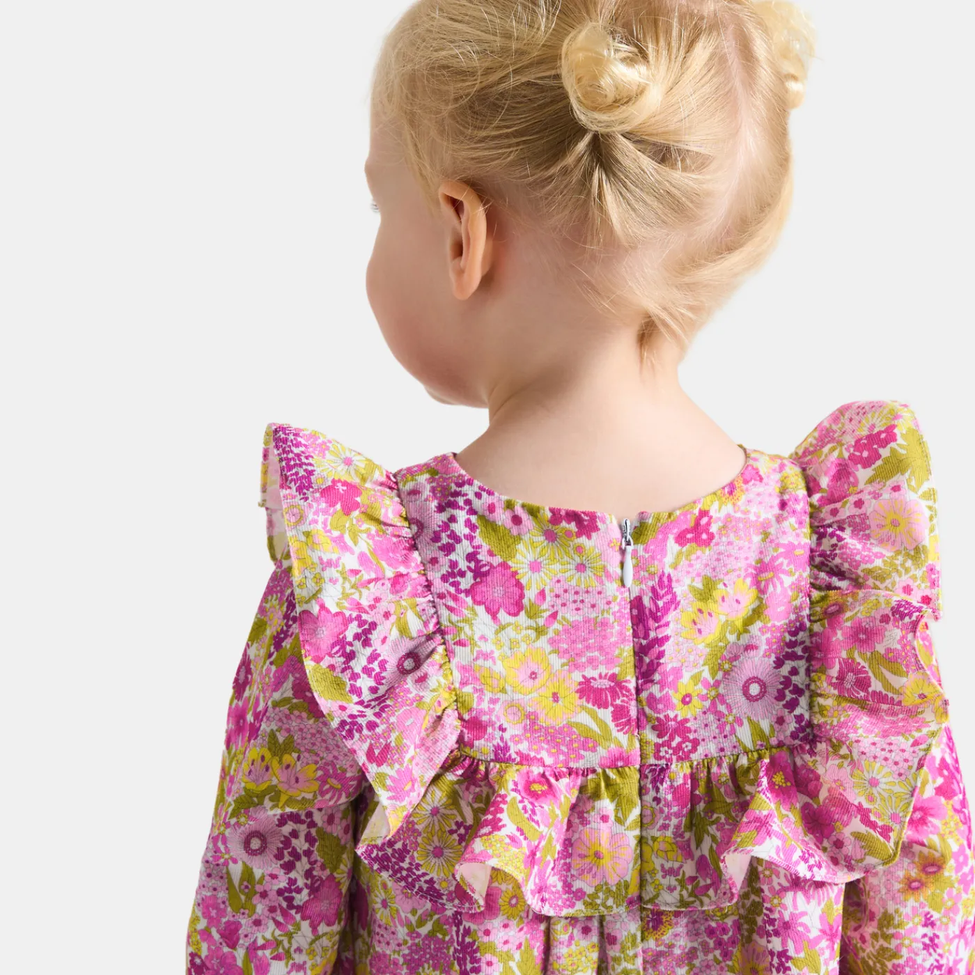 Dresses-Jacadi Baby girl dress in velvet Liberty fabric White/Multicolour