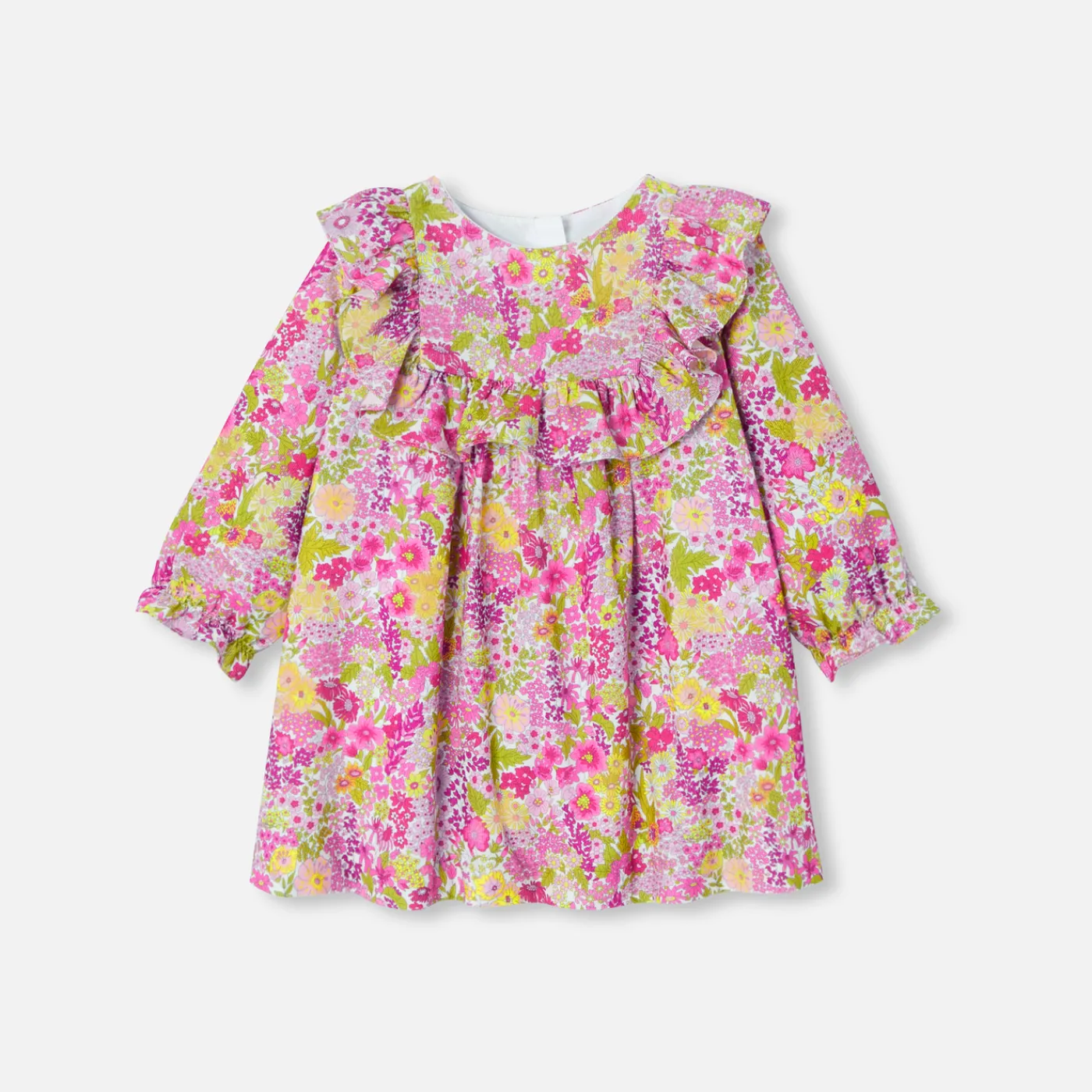 Dresses-Jacadi Baby girl dress in velvet Liberty fabric White/Multicolour