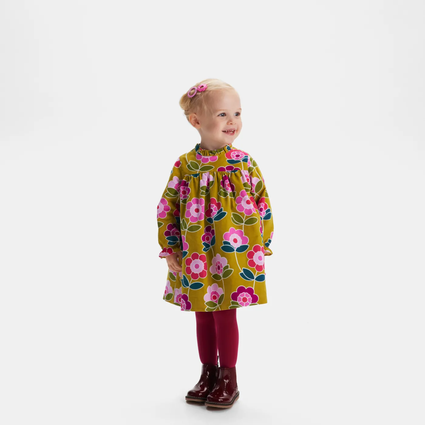 Dresses-Jacadi Baby girl velvet dress Mustard