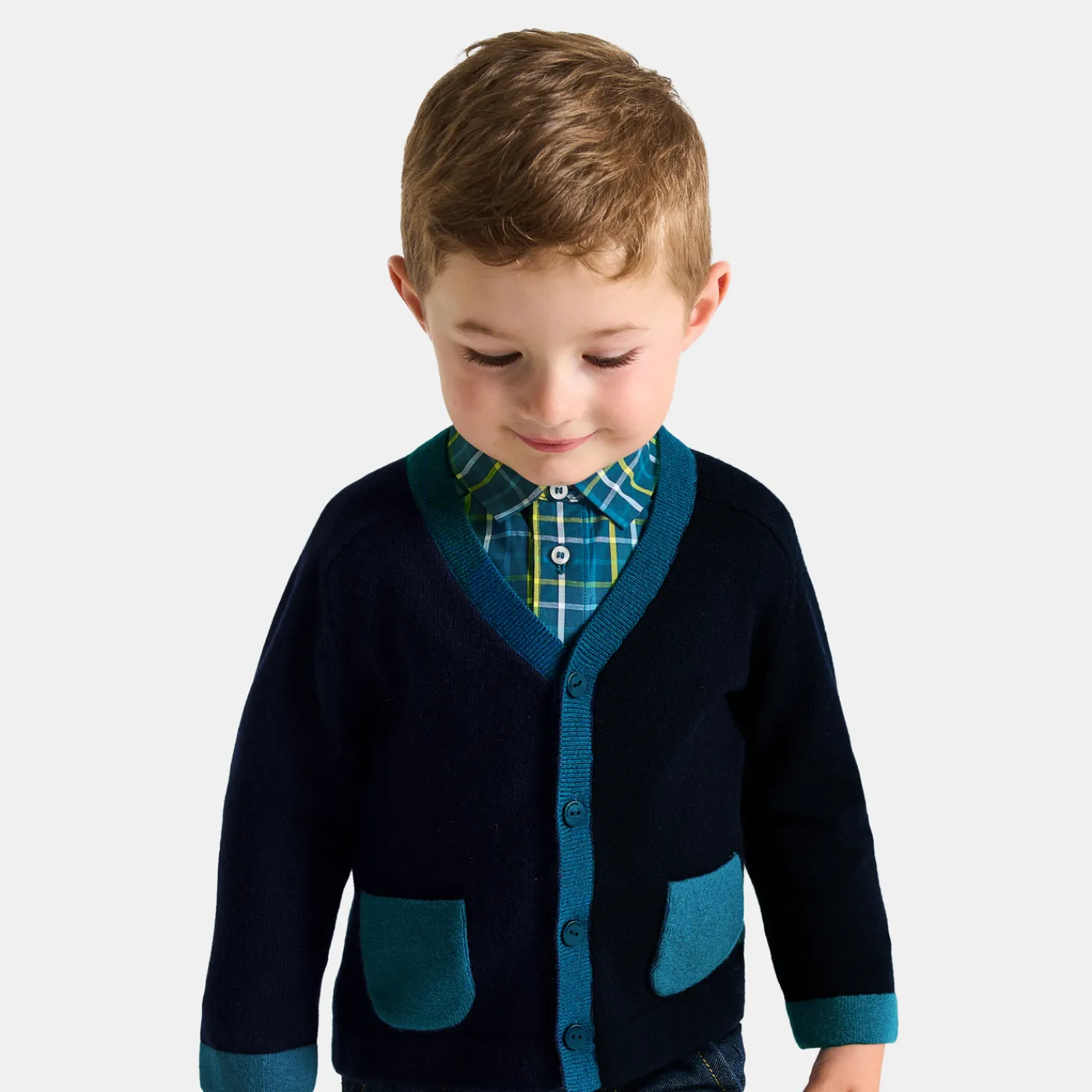 Sweaters, Sweatshirts And Cardigans-Jacadi Baby boy color block cardigan Jacadi Navy