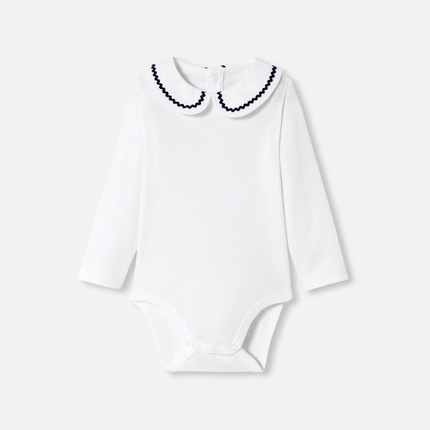Bodysuits-Jacadi Baby girl bodysuit with fancy collar Jacadi White