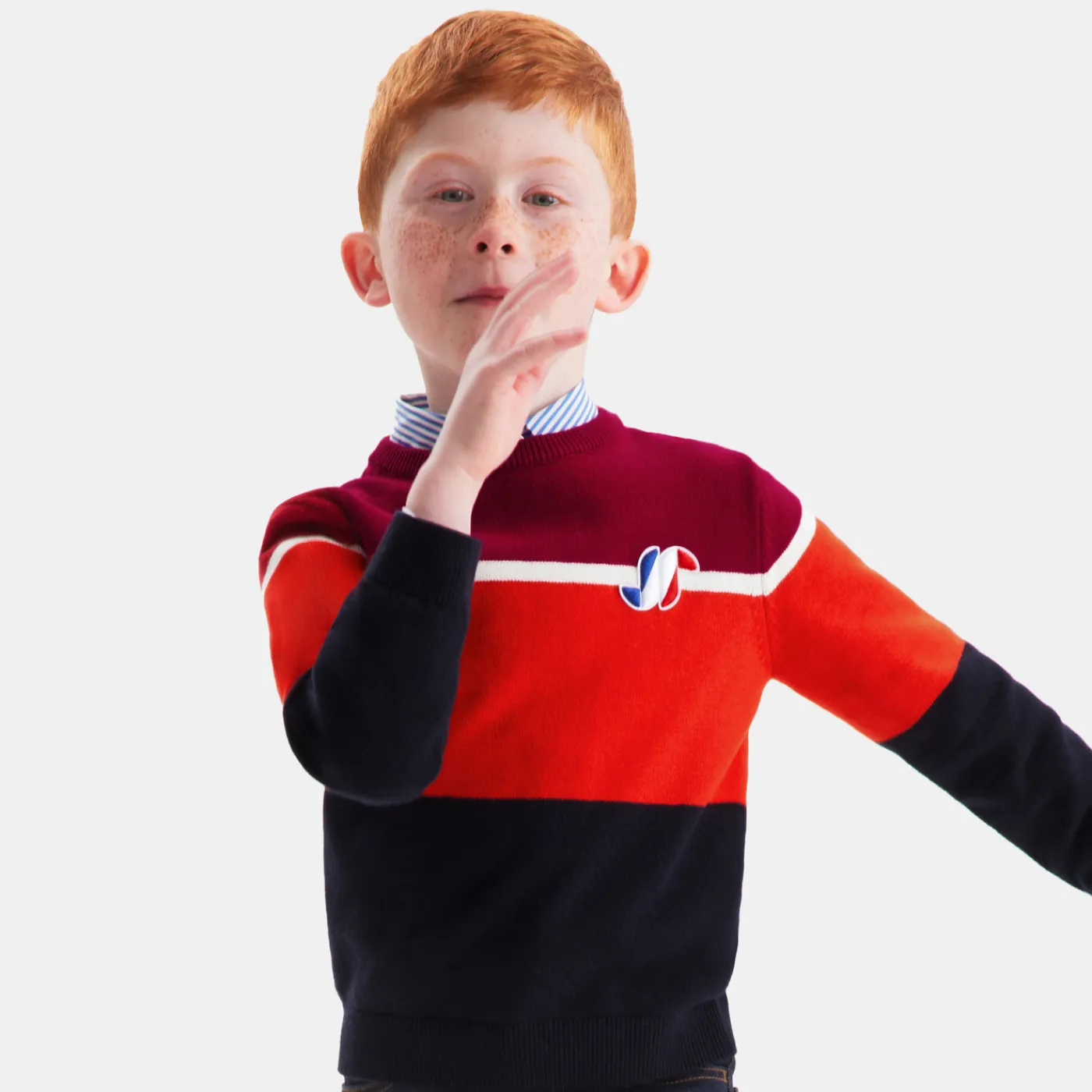 Sweaters, Sweatshirts And Cardigans-Jacadi Boy color block sweater Navy/Red