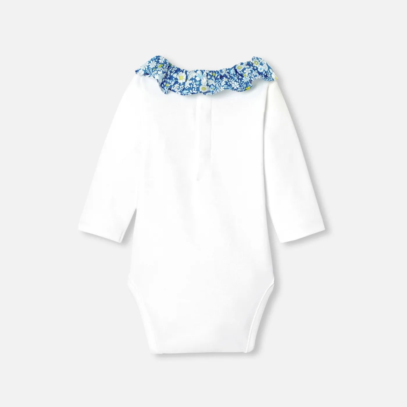 Bodysuits-Jacadi Baby girl long-sleeved bodysuit White/Blue
