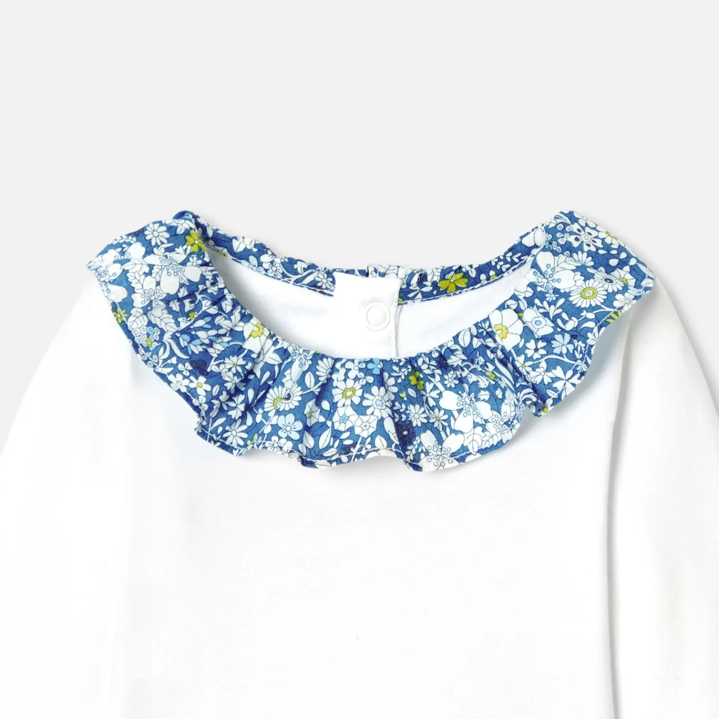 Bodysuits-Jacadi Baby girl long-sleeved bodysuit White/Blue