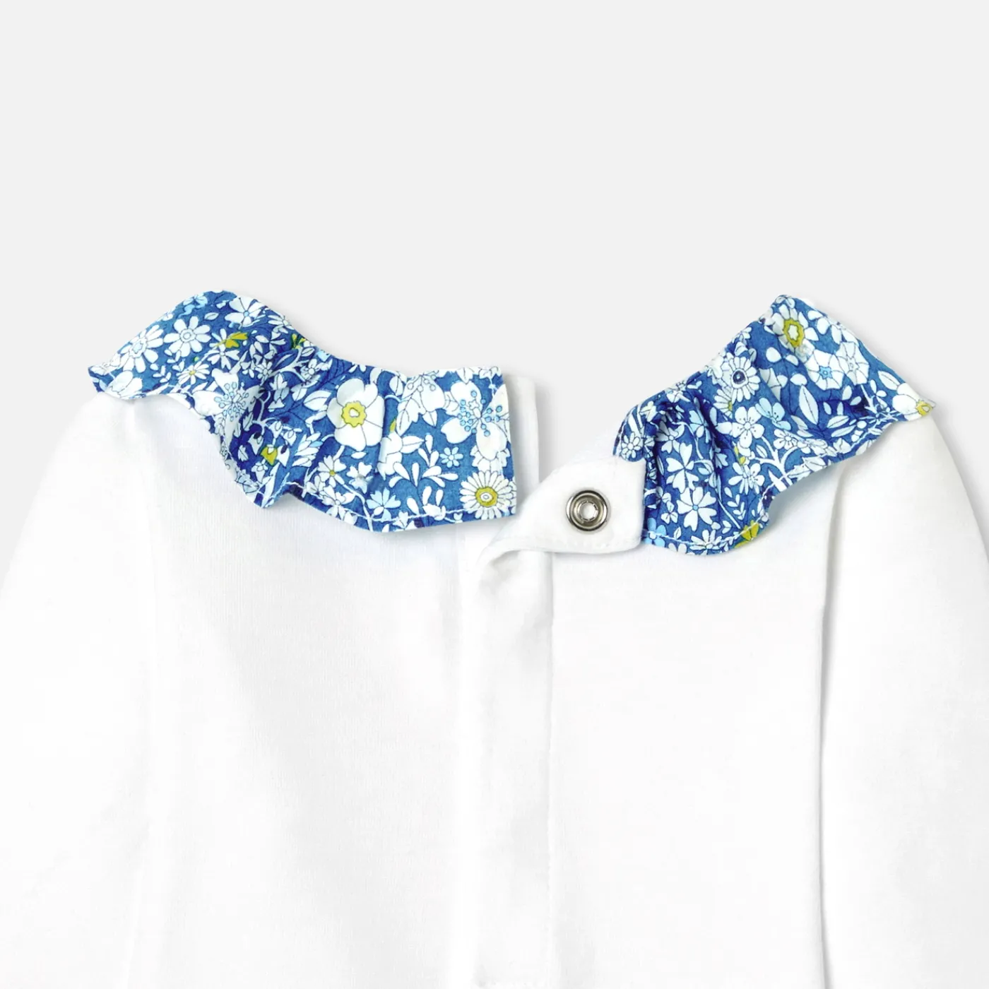 Bodysuits-Jacadi Baby girl long-sleeved bodysuit White/Blue