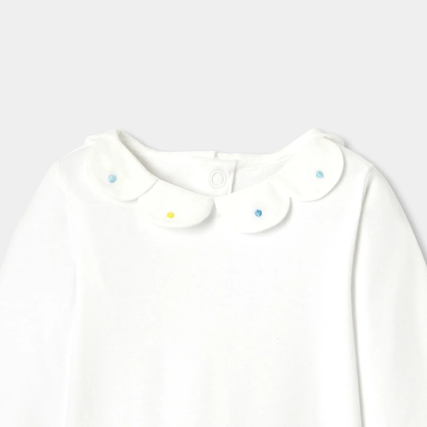 Bodysuits-Jacadi Baby girl bodysuit with petal collar Jacadi White