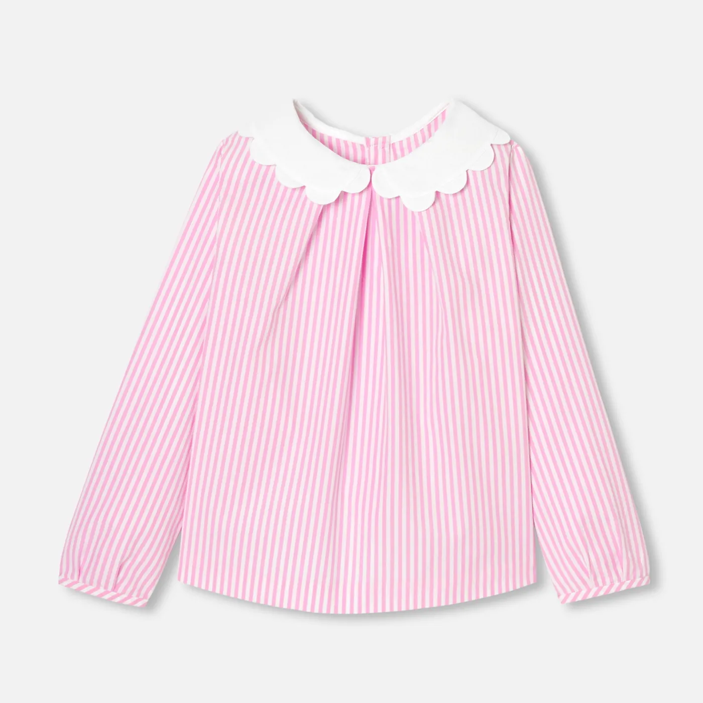 Blouses And Shirts-Jacadi Girl blouse in striped poplin White/Pink