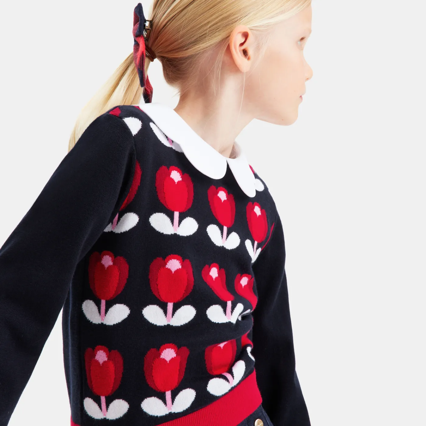 Cardigans, Sweaters And Sweatshirts-Jacadi Girl tulip sweater Jacadi Navy