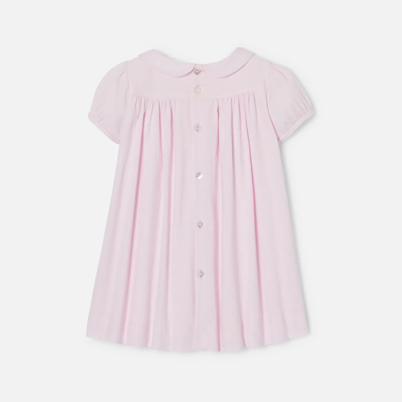 Dresses-Jacadi Baby girl dress with balloon sleeves Jacadi Powder Pink