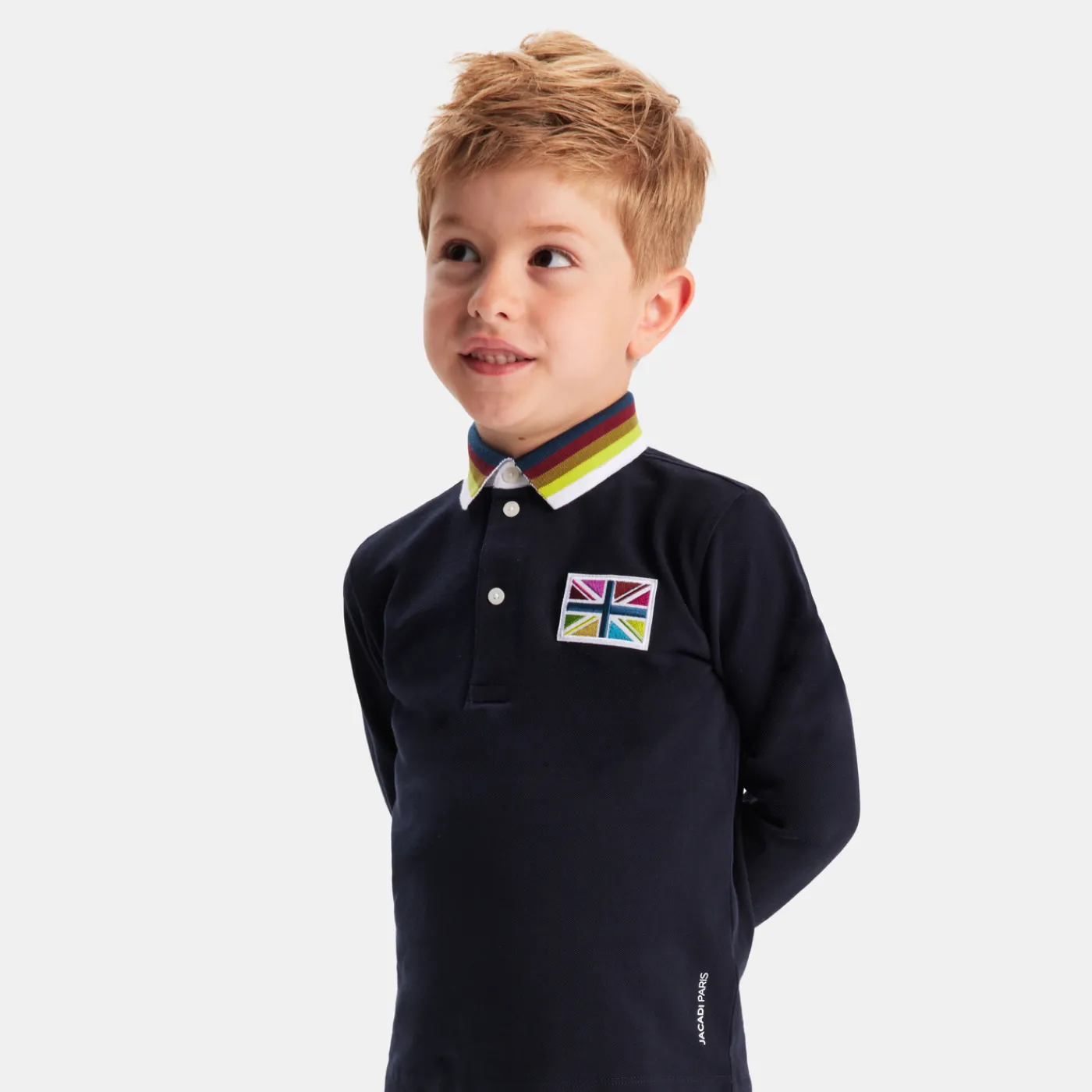 T-Shirts And Polo Shirts-Jacadi Boy long-sleeved polo Jacadi Navy