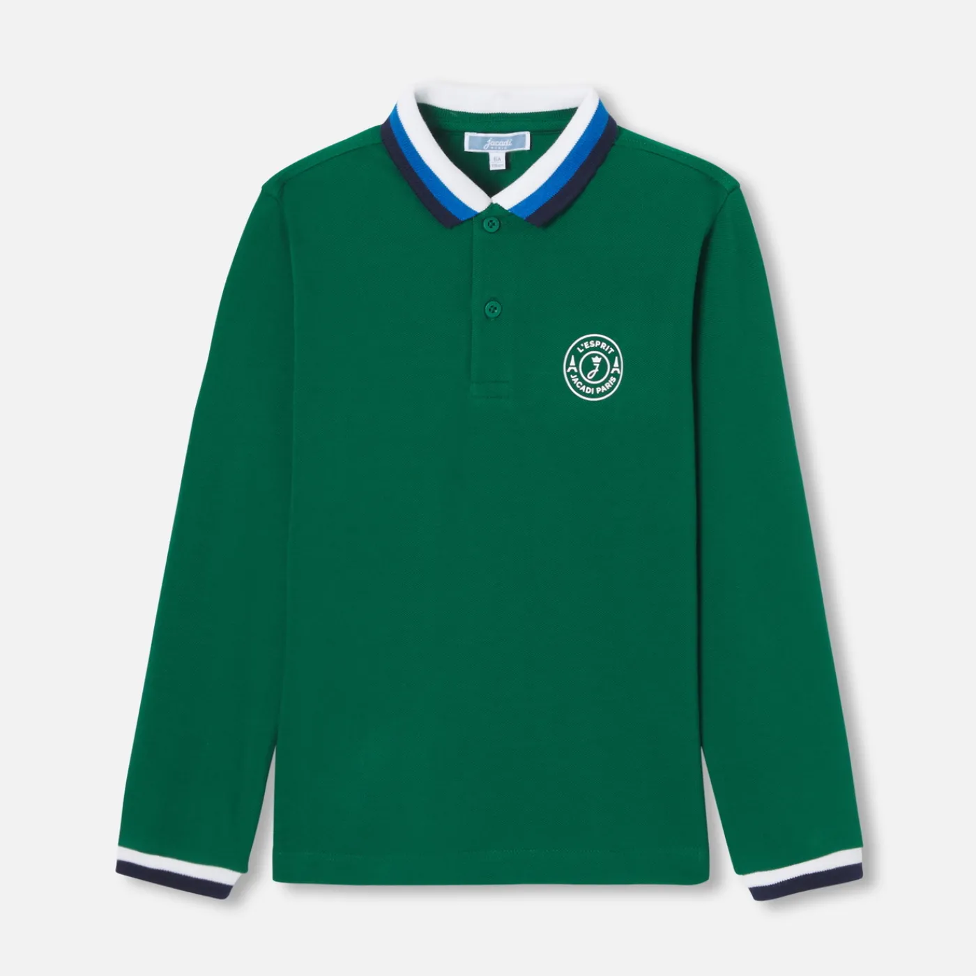 T-Shirts And Polo Shirts-Jacadi Boy long-sleeved polo Dark green