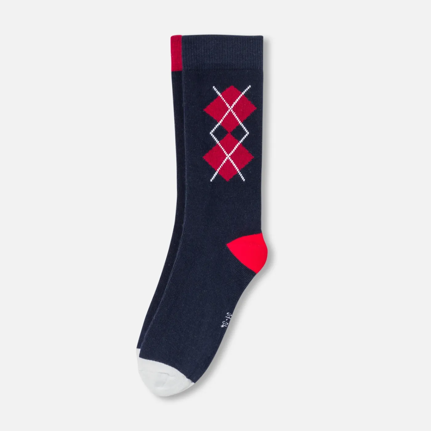 Socks And Booties|Accessories-Jacadi Boy duo of high socks Navy/Red