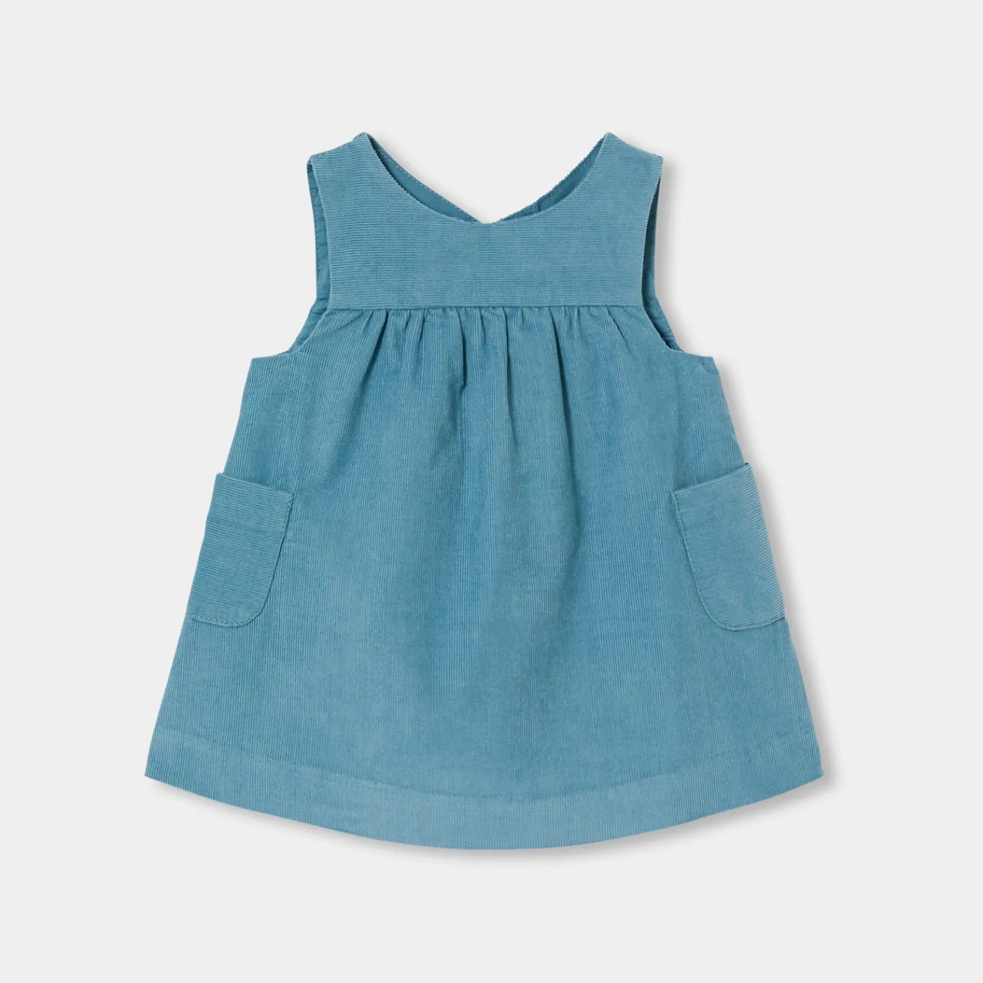 Dresses-Jacadi Baby girl velvet pinafore dress Baltic