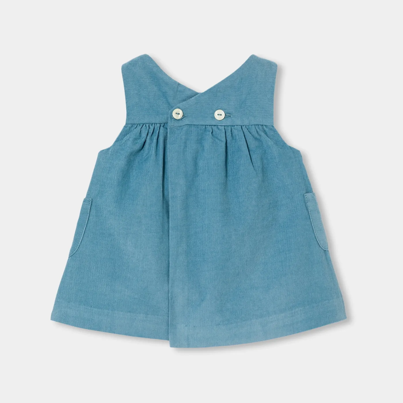 Dresses-Jacadi Baby girl velvet pinafore dress Baltic