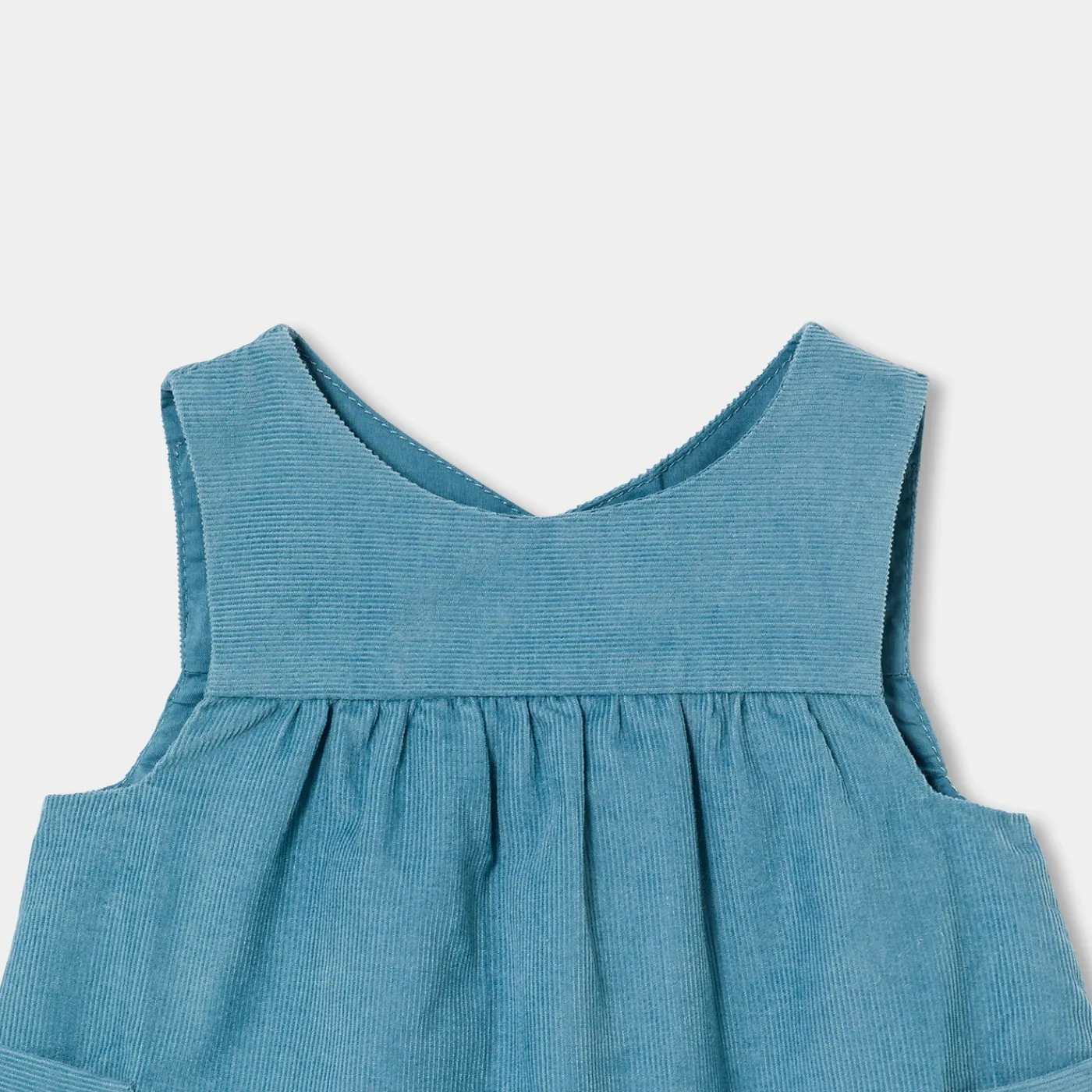Dresses-Jacadi Baby girl velvet pinafore dress Baltic