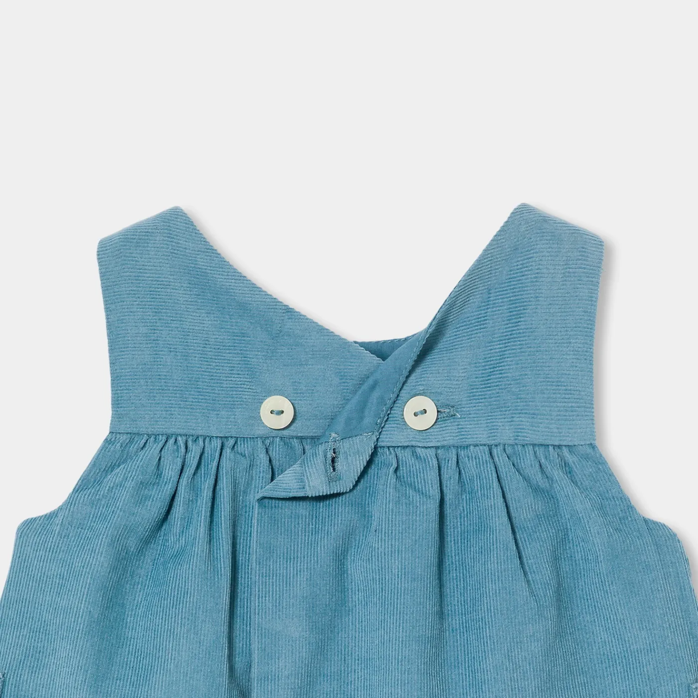 Dresses-Jacadi Baby girl velvet pinafore dress Baltic