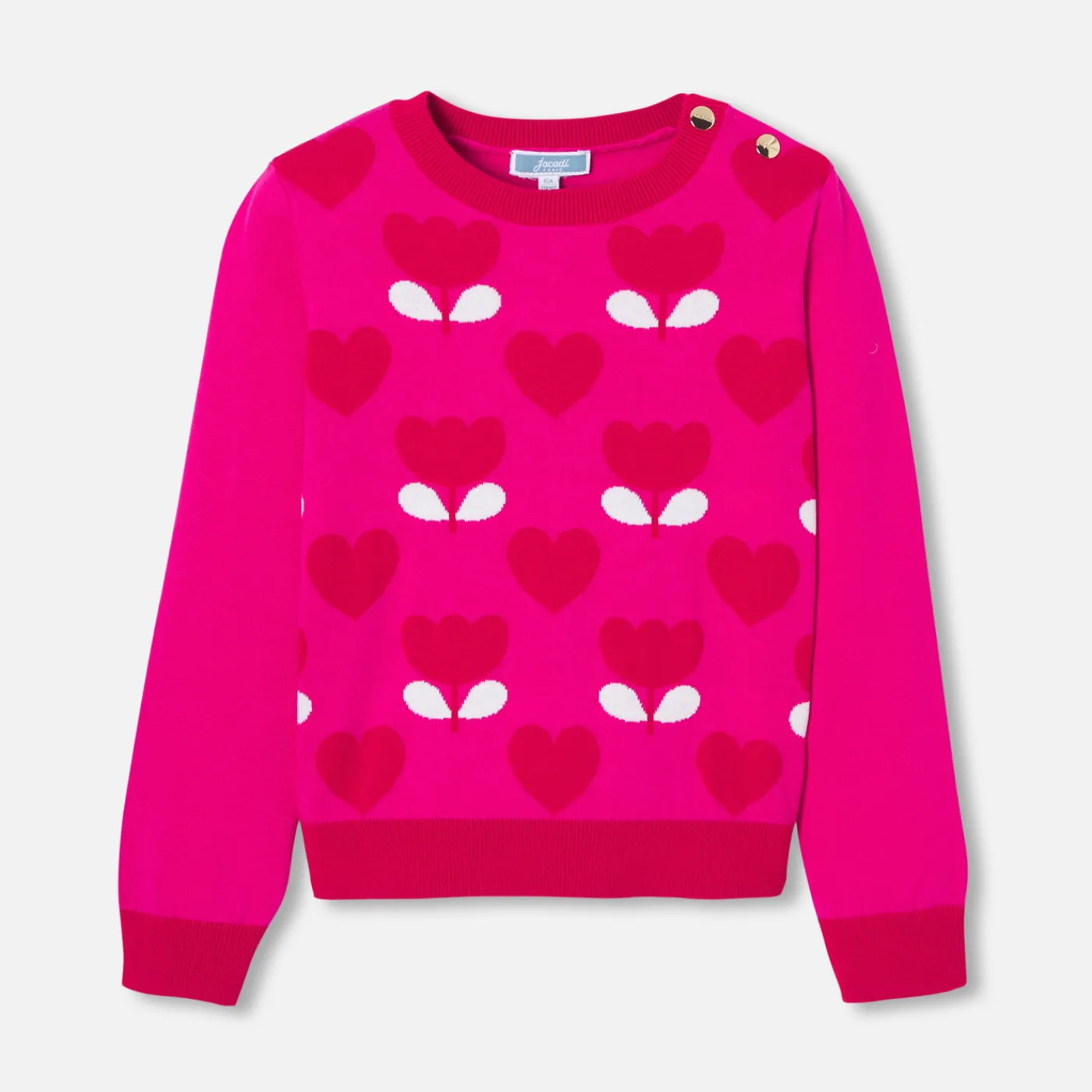 Cardigans, Sweaters And Sweatshirts-Jacadi Girl tulip sweater Pink/Red