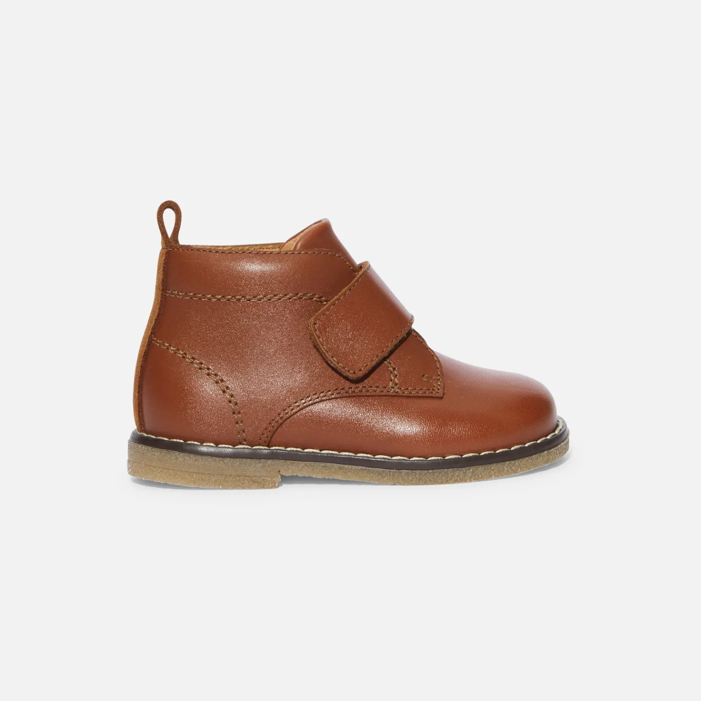 Ankle Boots-Jacadi Baby boy smooth leather booties Nude