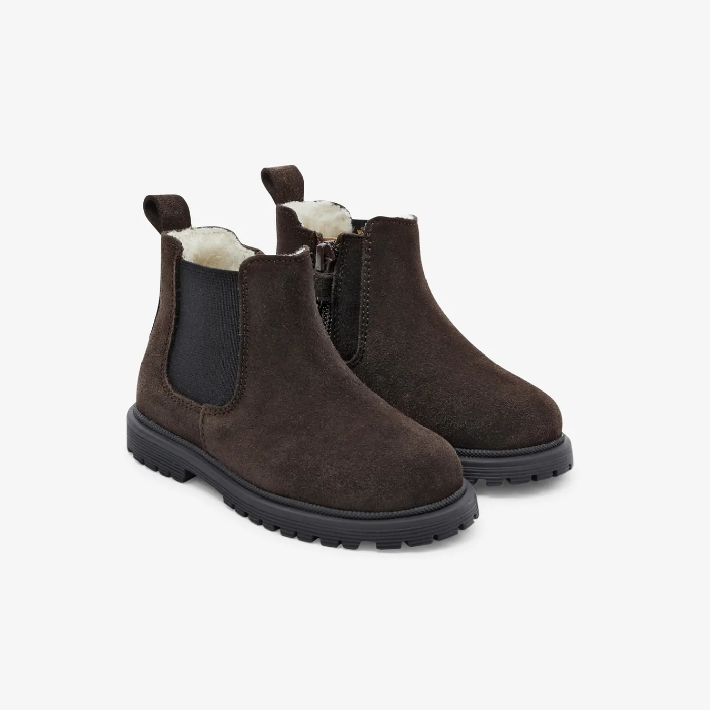 Ankle Boots-Jacadi Baby boy Chelsea boots with fur Brown