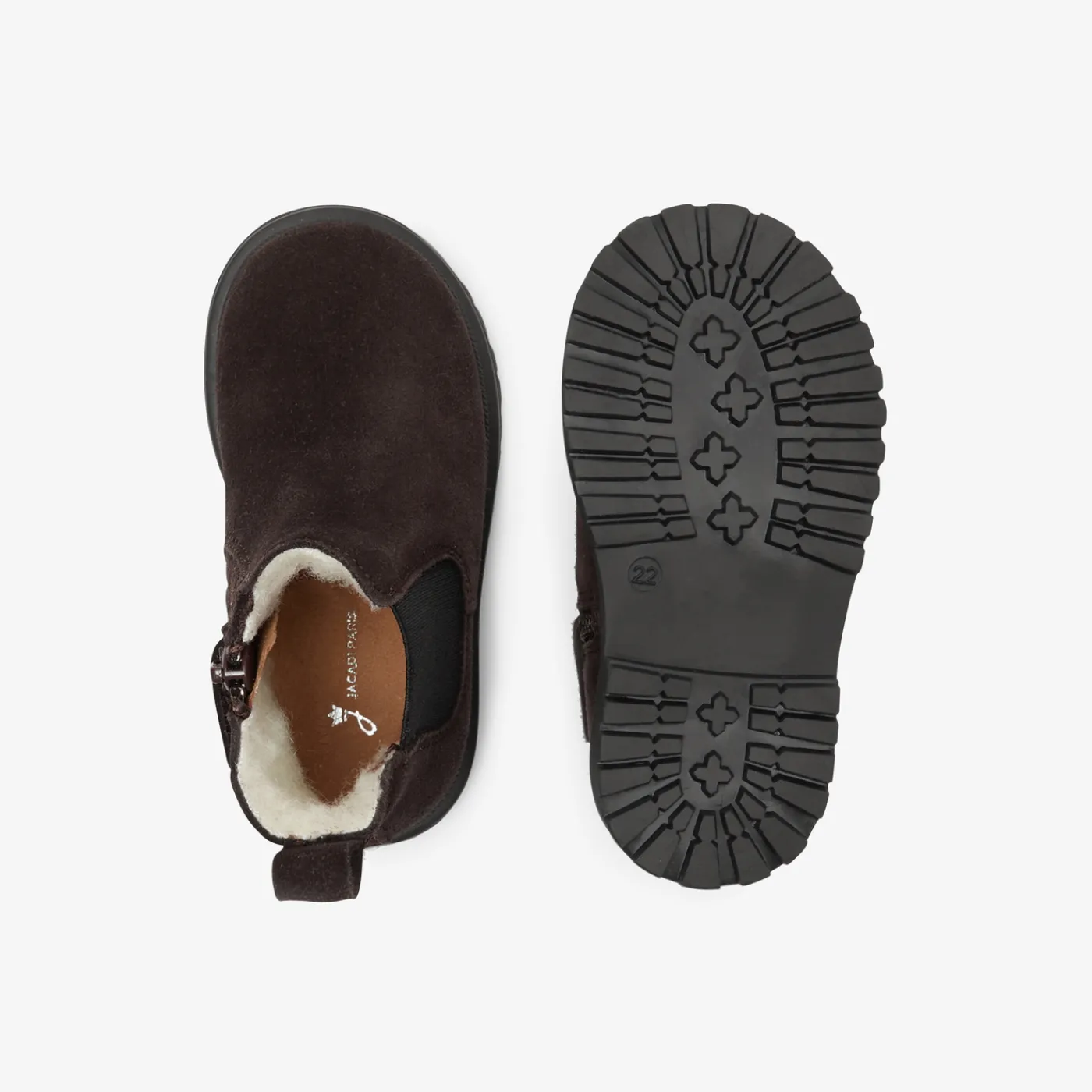 Ankle Boots-Jacadi Baby boy Chelsea boots with fur Brown