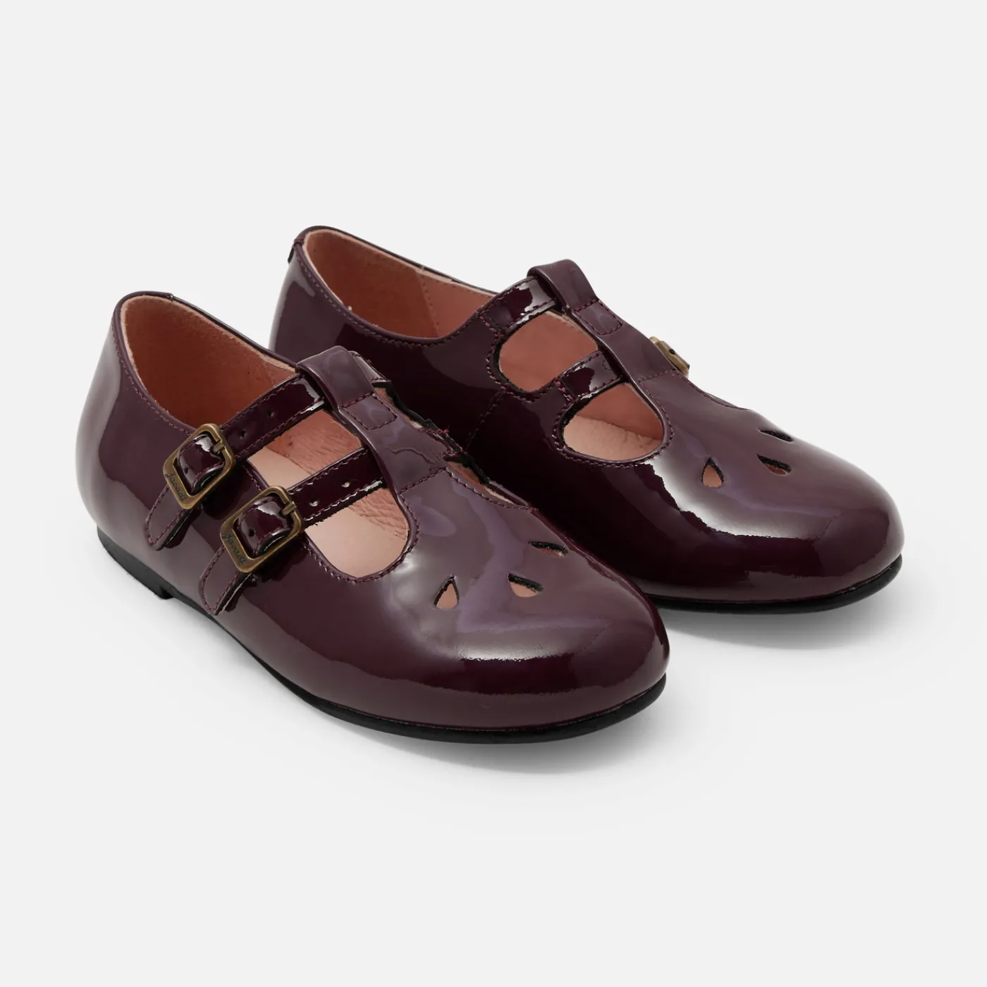 Mary Janes, T-Straps And Ballet Flats-Jacadi Girl patent leather t-bar shoes Burgundy