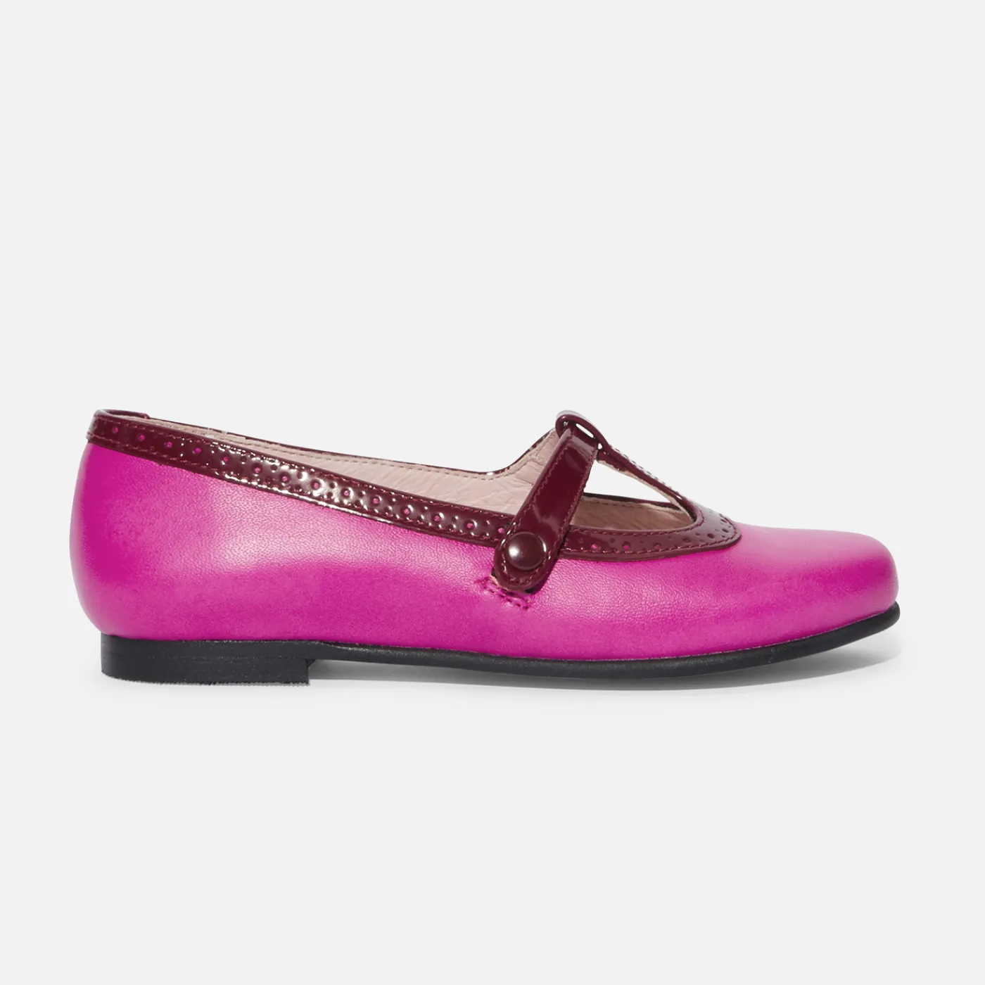 Mary Janes, T-Straps And Ballet Flats-Jacadi Girl leather t-bar shoes Pink