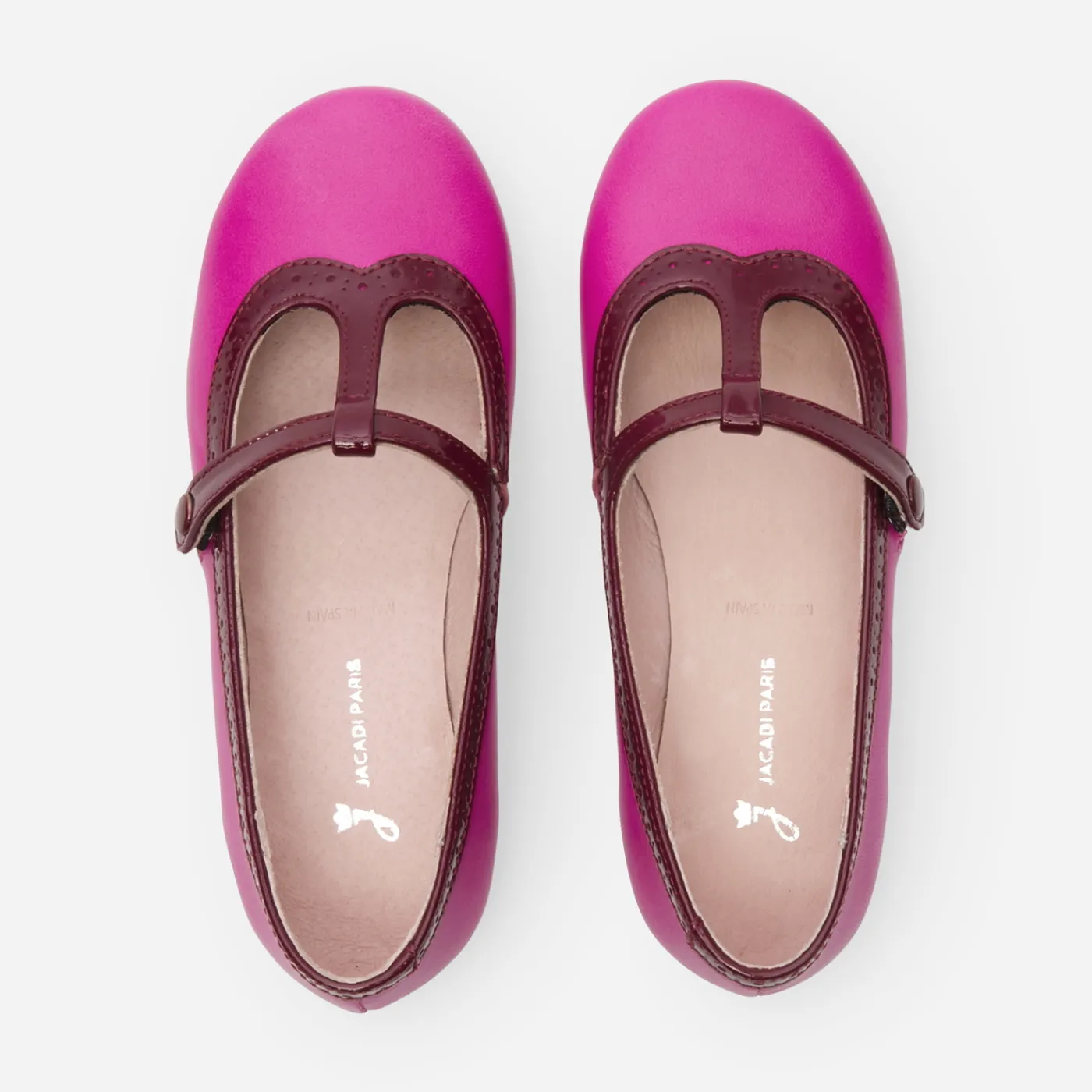 Mary Janes, T-Straps And Ballet Flats-Jacadi Girl leather t-bar shoes Pink