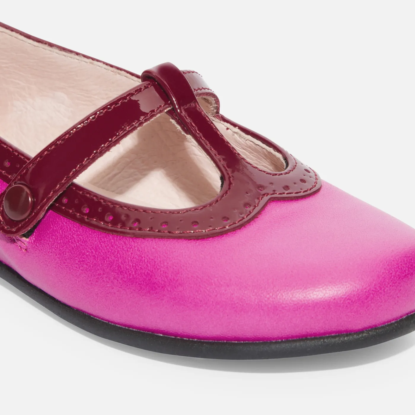 Mary Janes, T-Straps And Ballet Flats-Jacadi Girl leather t-bar shoes Pink