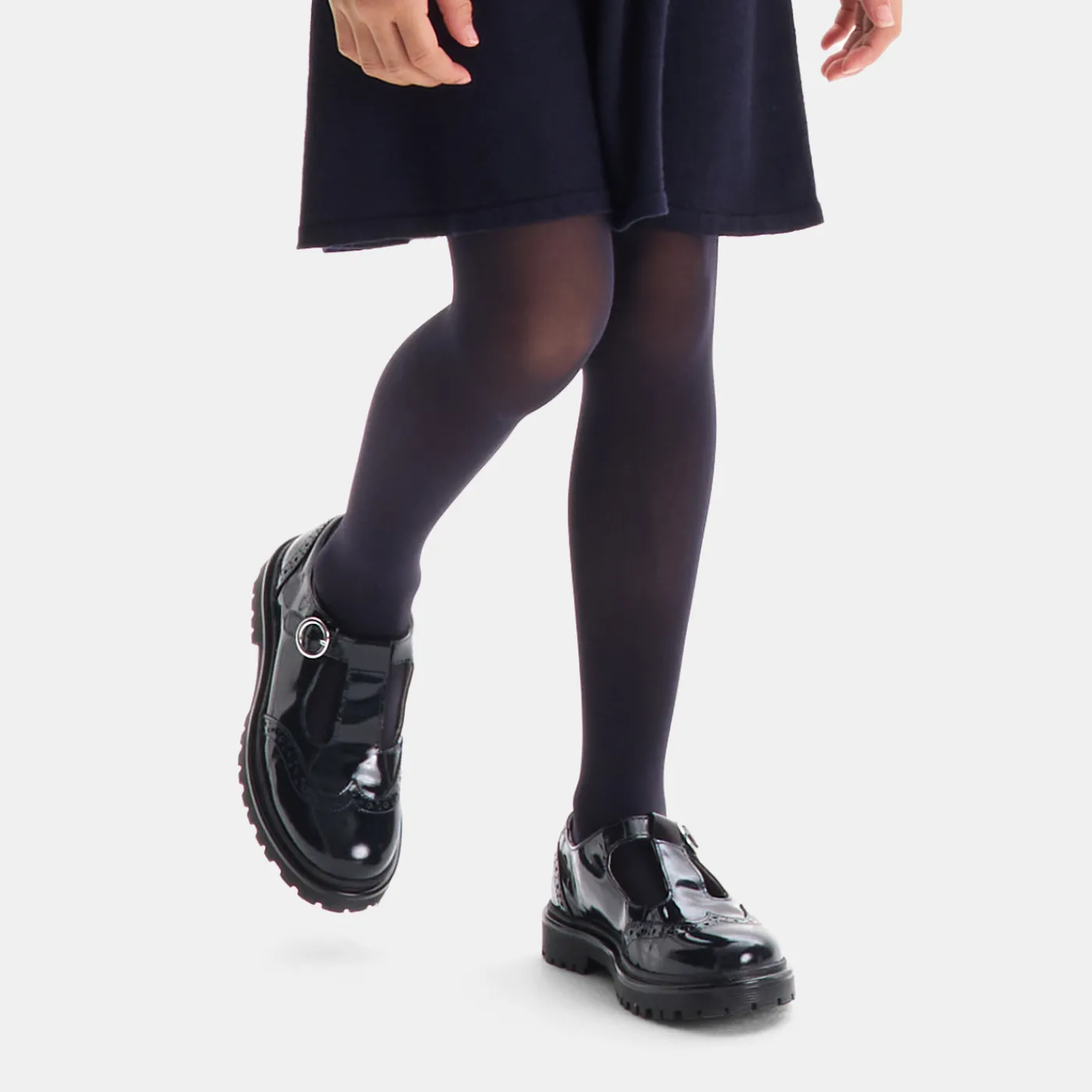 Loafers, Lace-Ups And Moccasins|Mary Janes, T-Straps And Ballet Flats-Jacadi Girl patent leather t-strap shoes Jacadi Navy