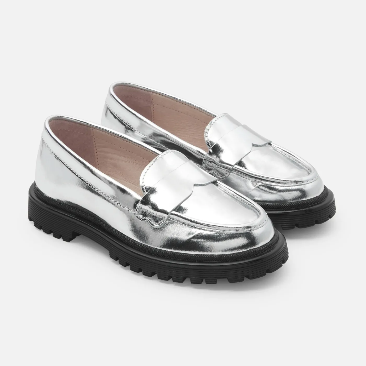 Loafers, Lace-Ups And Moccasins-Jacadi Girl moccasins in glazed leather Silver