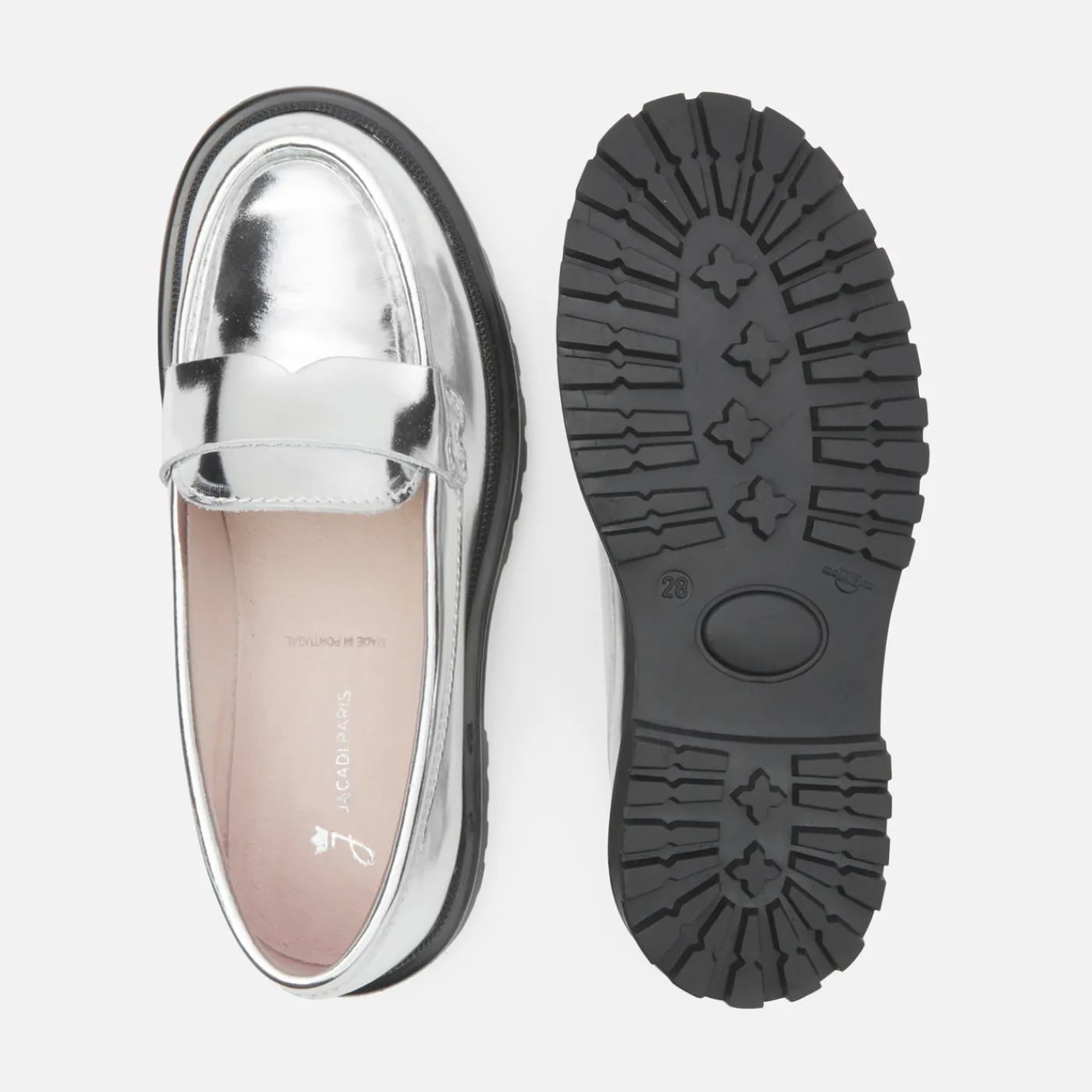 Loafers, Lace-Ups And Moccasins-Jacadi Girl moccasins in glazed leather Silver