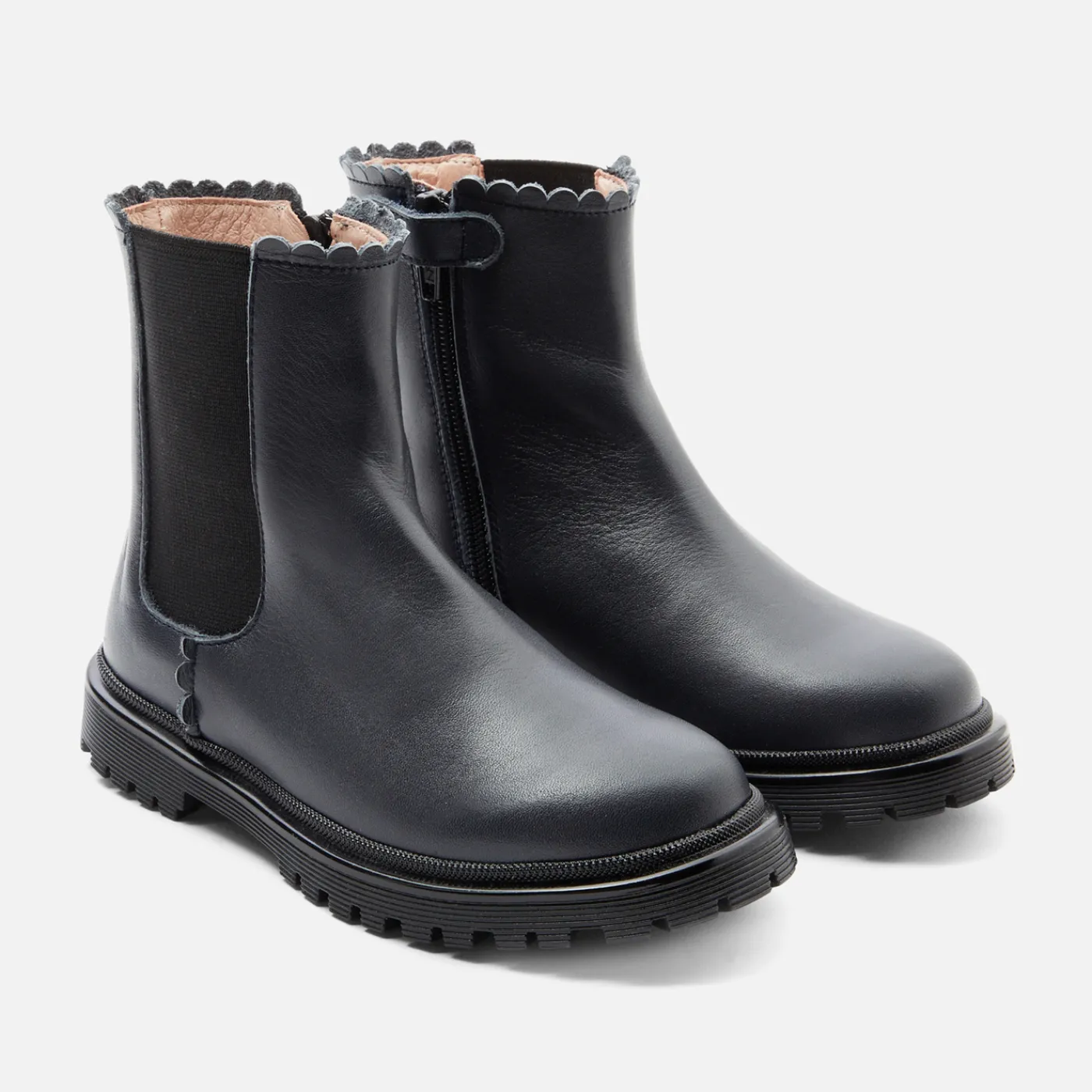 Ankle & Lined Boots-Jacadi Girl Chelsea boots in smooth leather Jacadi Navy
