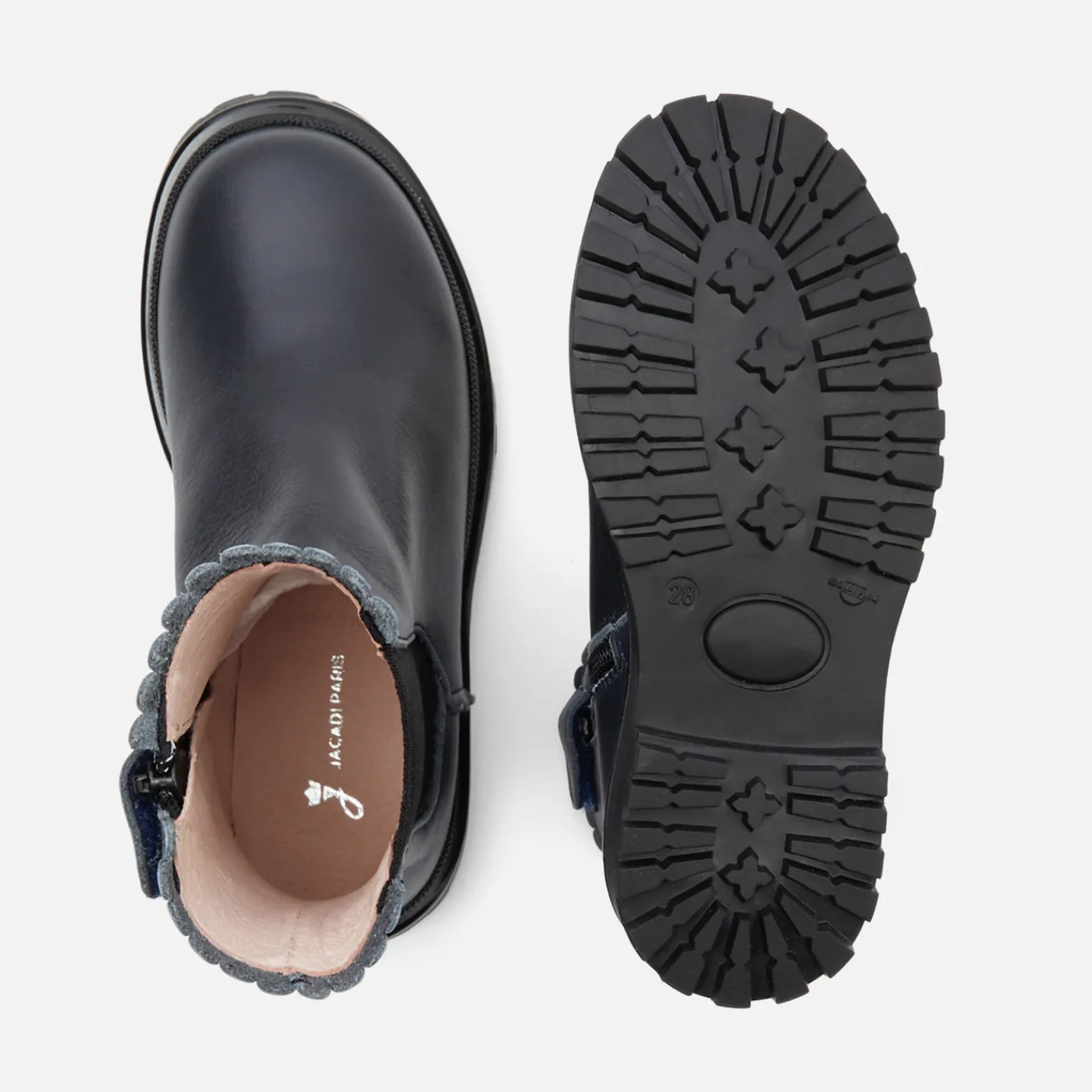 Ankle & Lined Boots-Jacadi Girl Chelsea boots in smooth leather Jacadi Navy