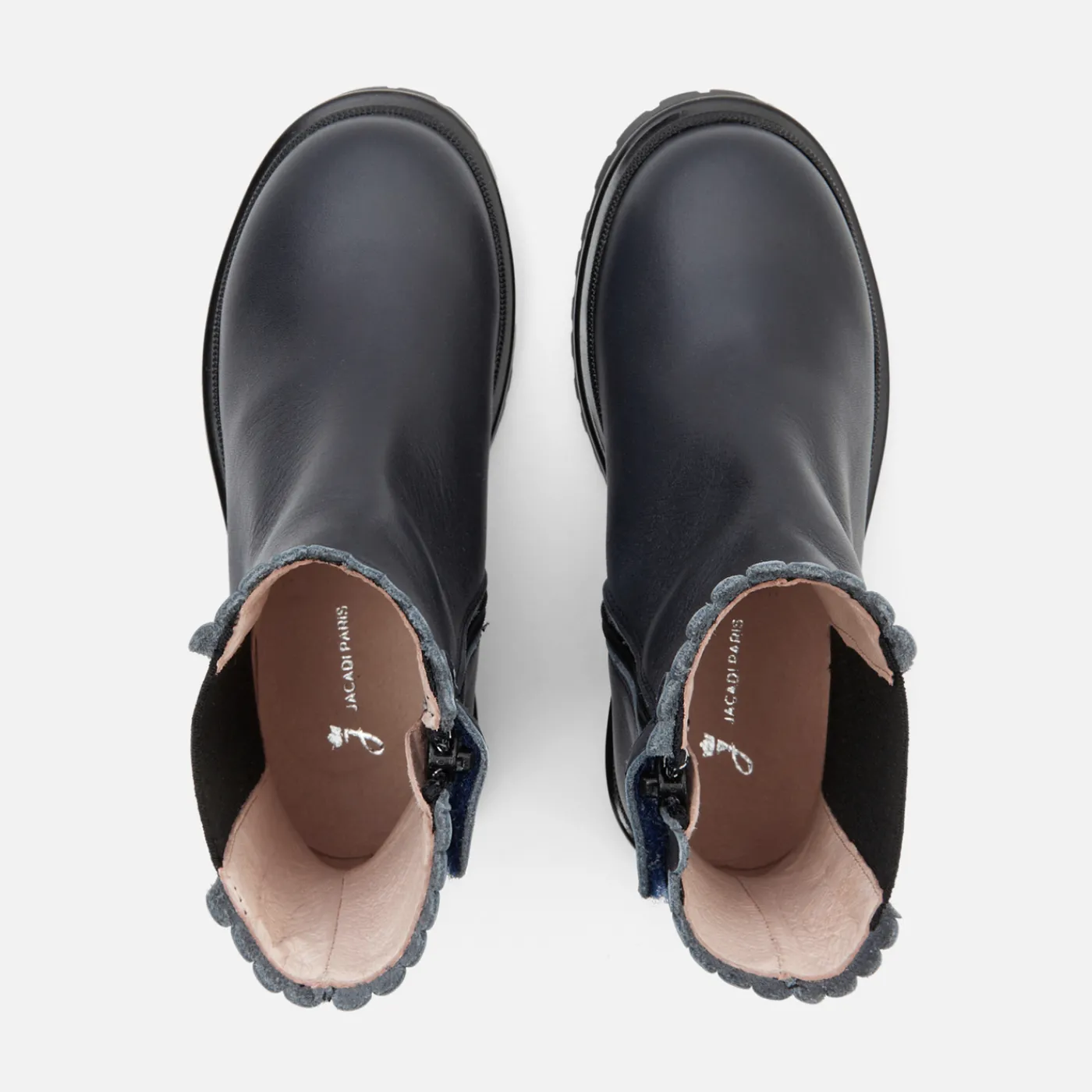 Ankle & Lined Boots-Jacadi Girl Chelsea boots in smooth leather Jacadi Navy