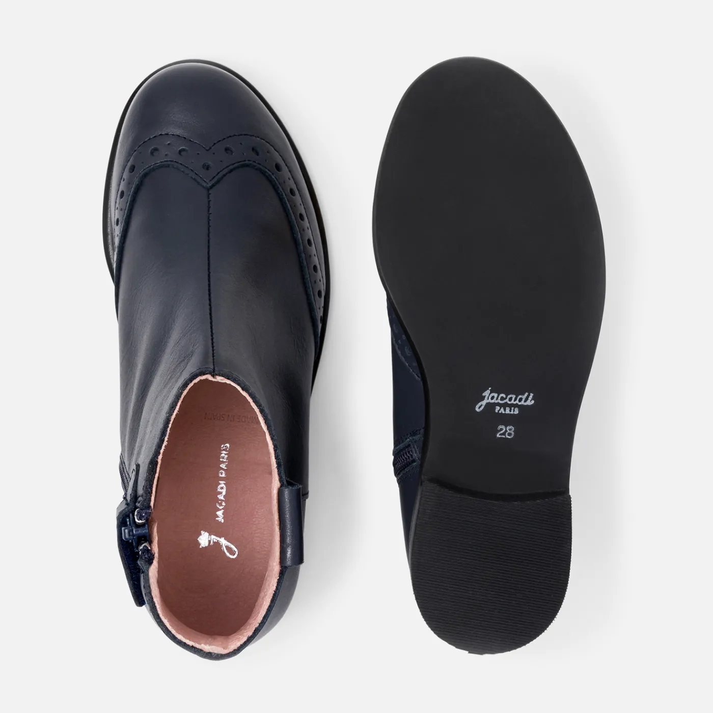 Ankle & Lined Boots-Jacadi Girl leather boots Jacadi Navy