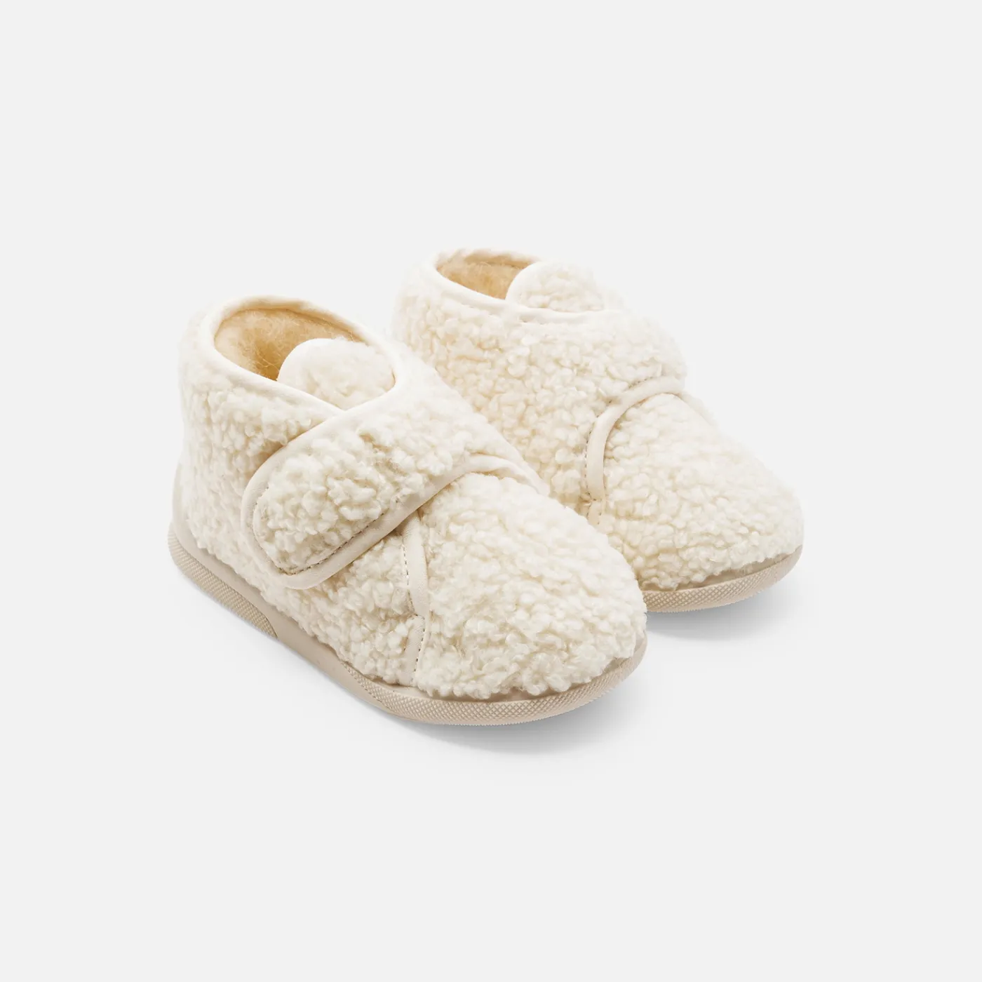 Slippers|Slippers-Jacadi Baby sherpa slippers Cream/Beige