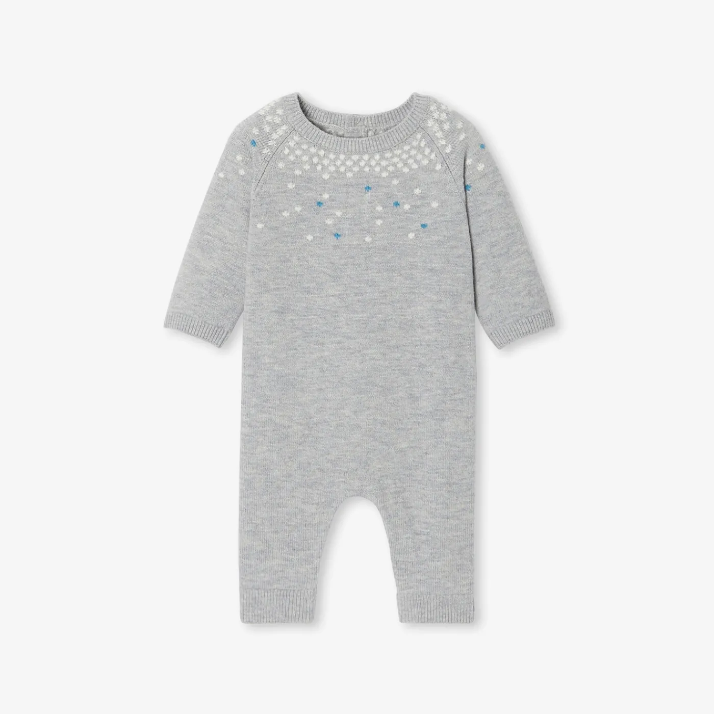 Bloomers, Overalls And Sets-Jacadi Baby boy knitted jumpsuit Jacadi light Heather Grey