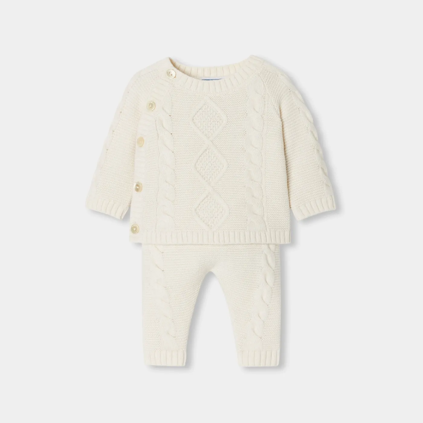 Bloomers, Overalls And Sets-Jacadi Baby set in cable knit Jacadi soft white