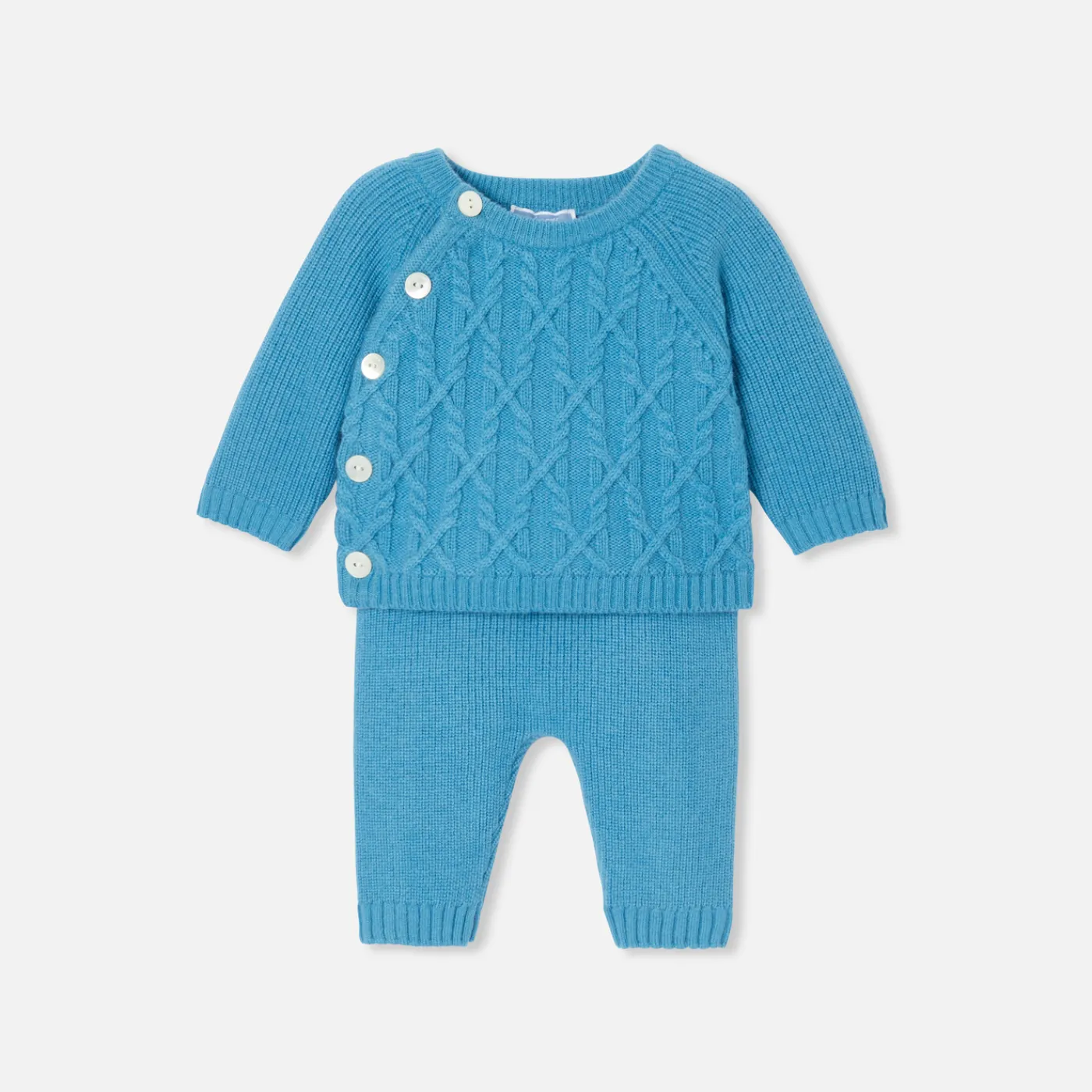 Bloomers, Overalls And Sets-Jacadi Baby boy knitted set Prussian blue
